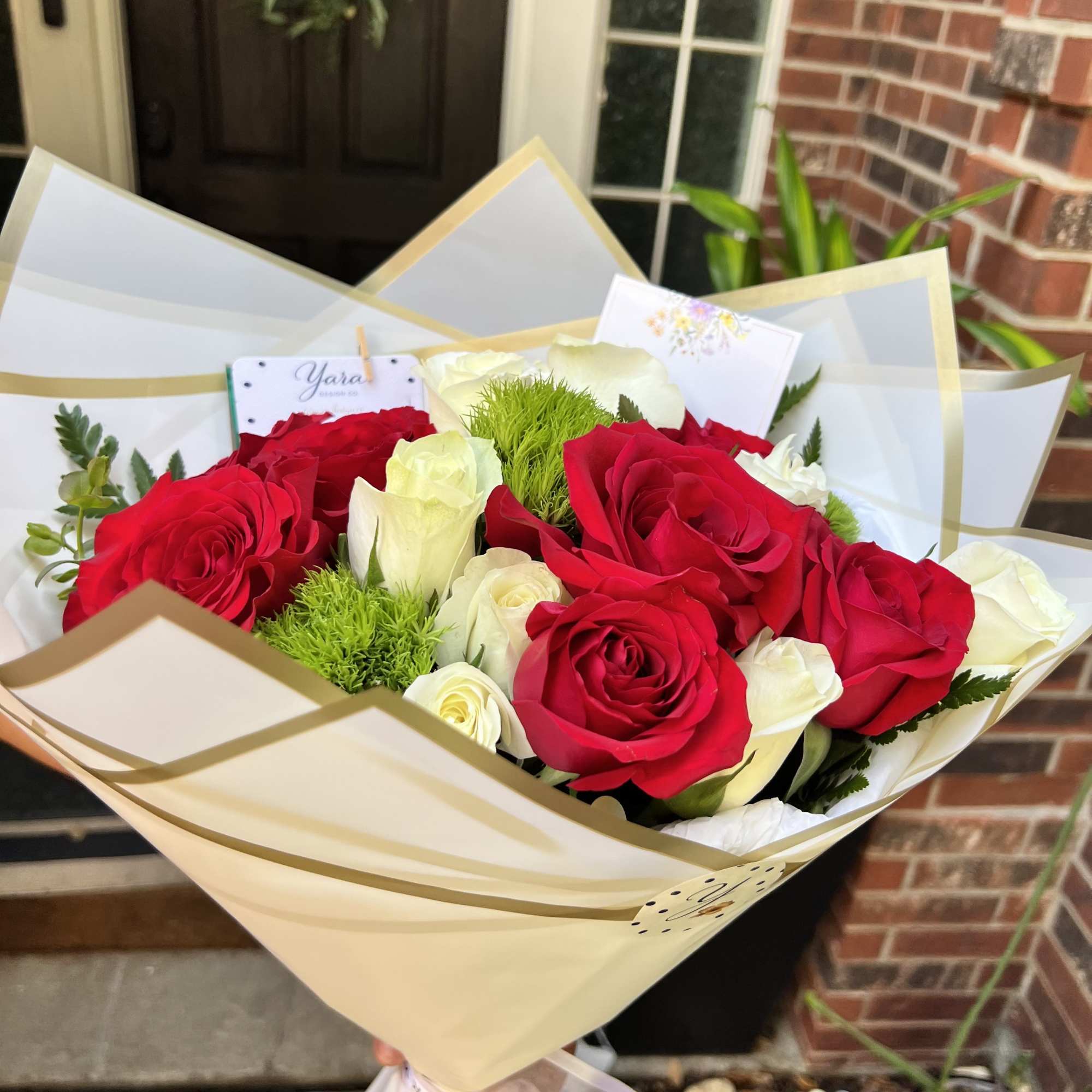 A timeless bouquet featuring 10 premium red roses and 10 elegant white