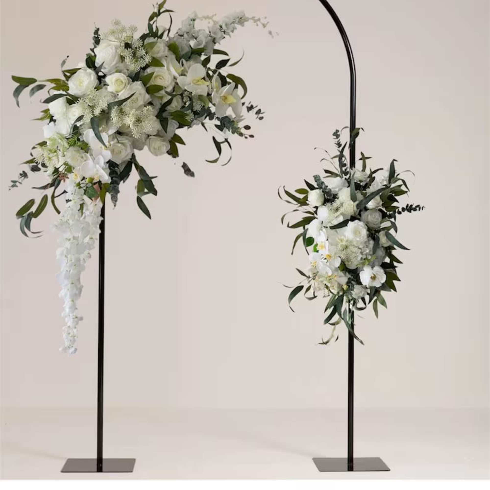 Elegant White Fabric Arch Decoration Backdrop with Floral Accents - Wrinkle-Resistant, Classic