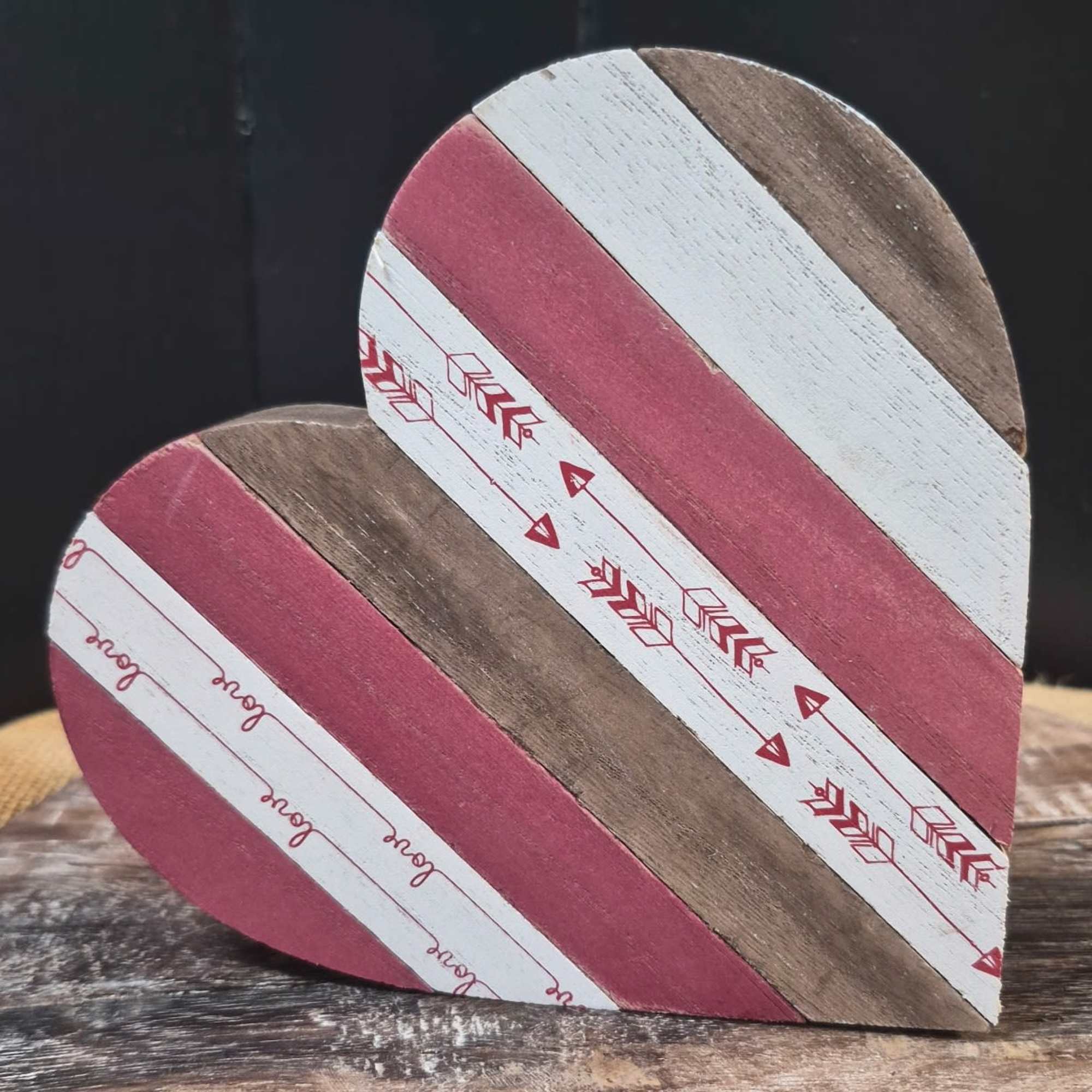 This adorable wooden heart brings a fun touch to home decor.
Dimensions: 