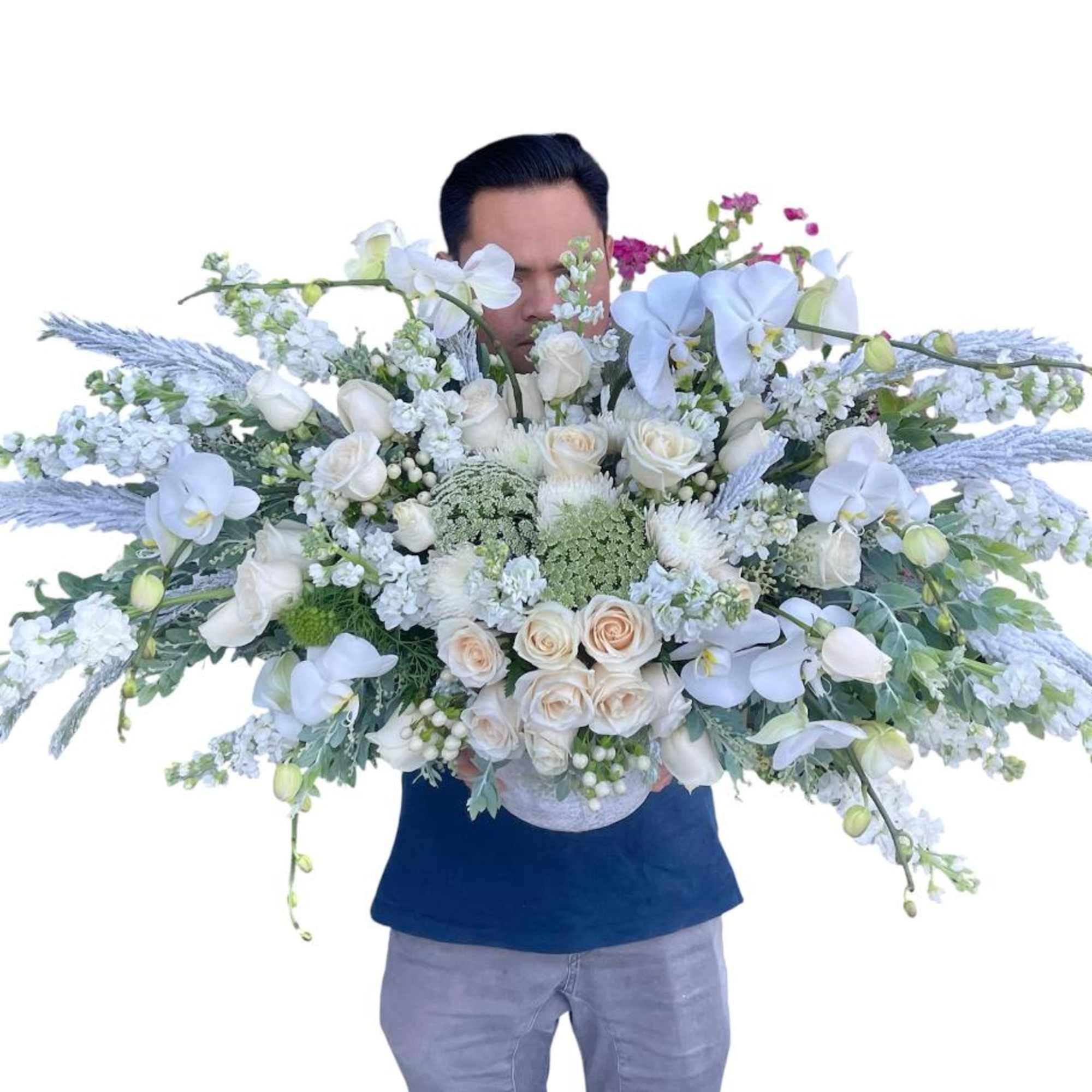 Theme Colors: Shades of whites and greens

Featured Blooms: Orchids, Roses, Stocks green