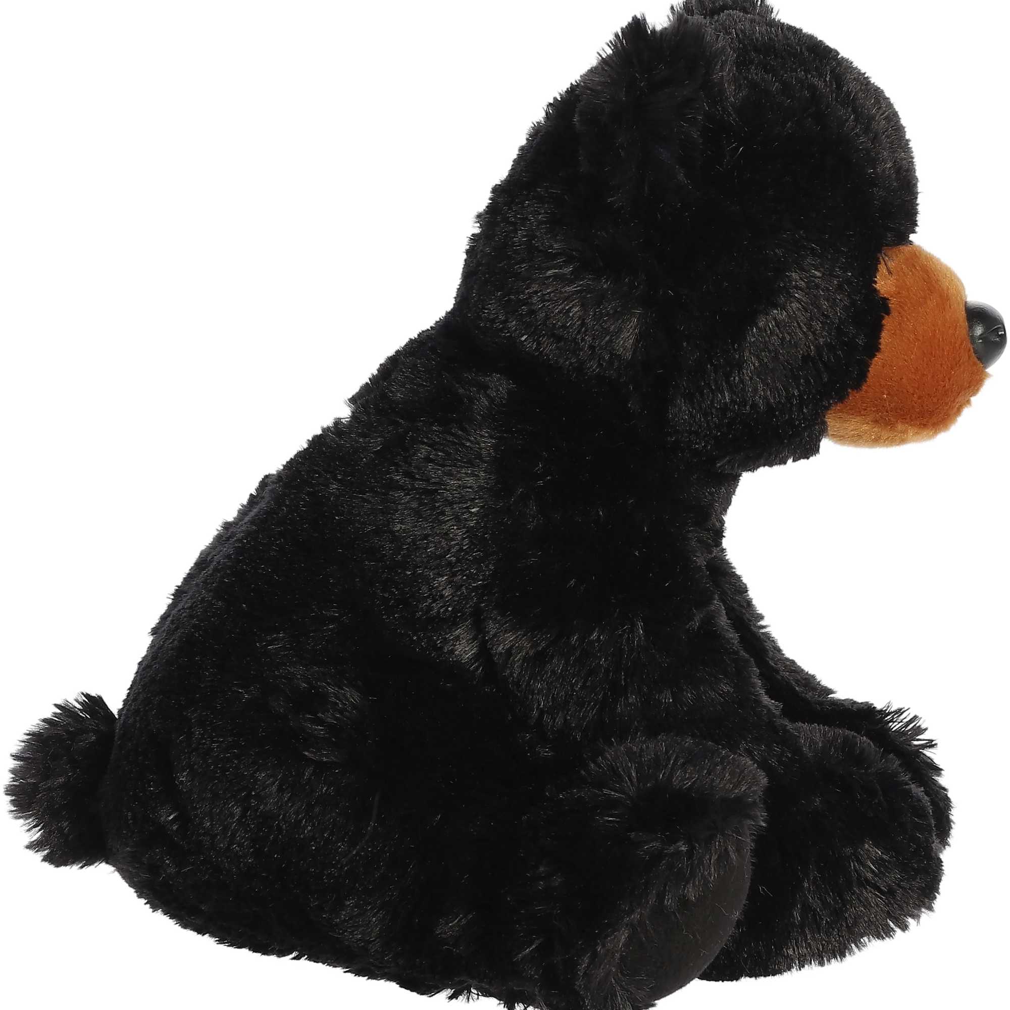 14" seated black plush bear with tan muzzle - soft companion toy