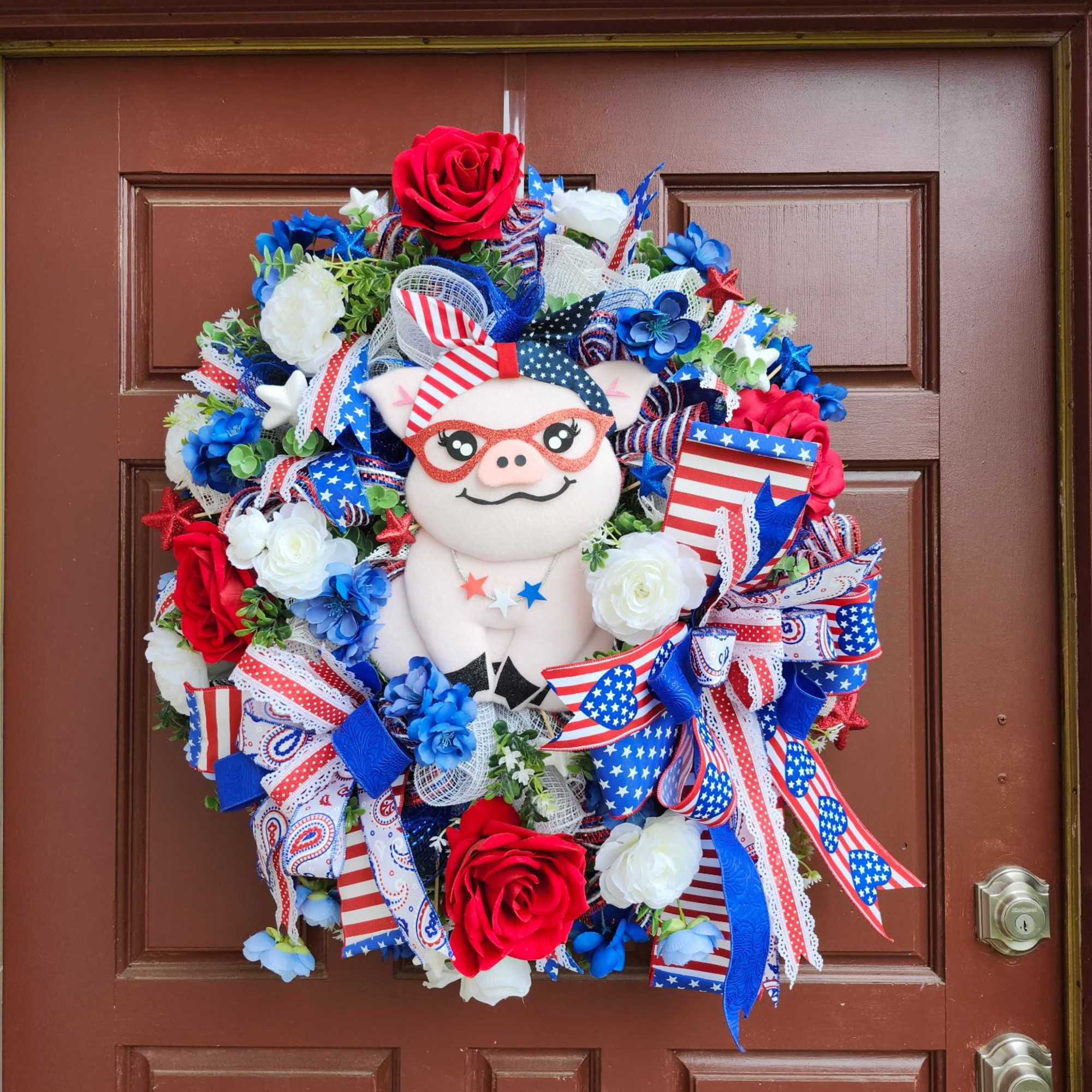 Make your 4th of July extra special with this Rosie door wreath.