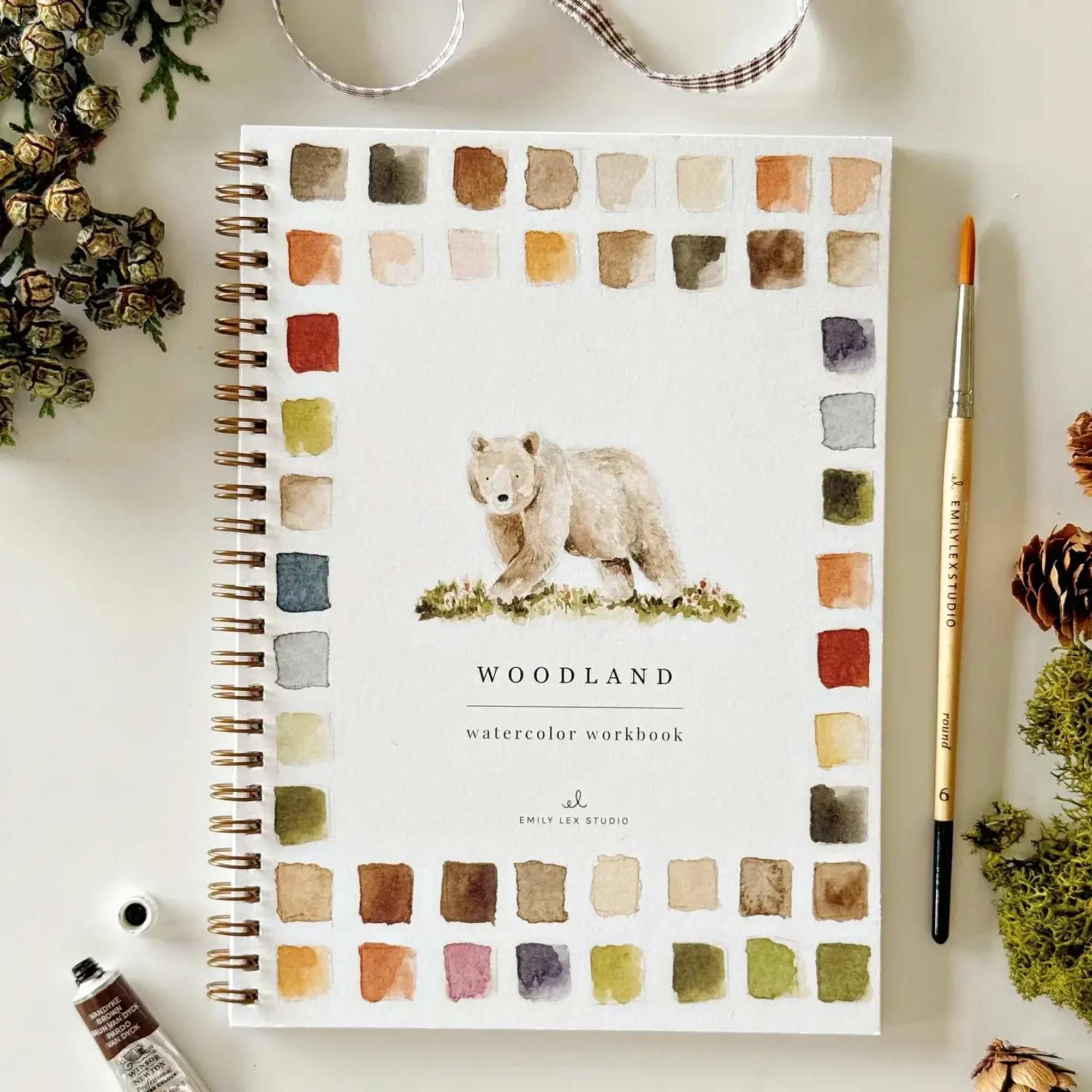 Woodland watercolor workbook with step-by-step instructions 