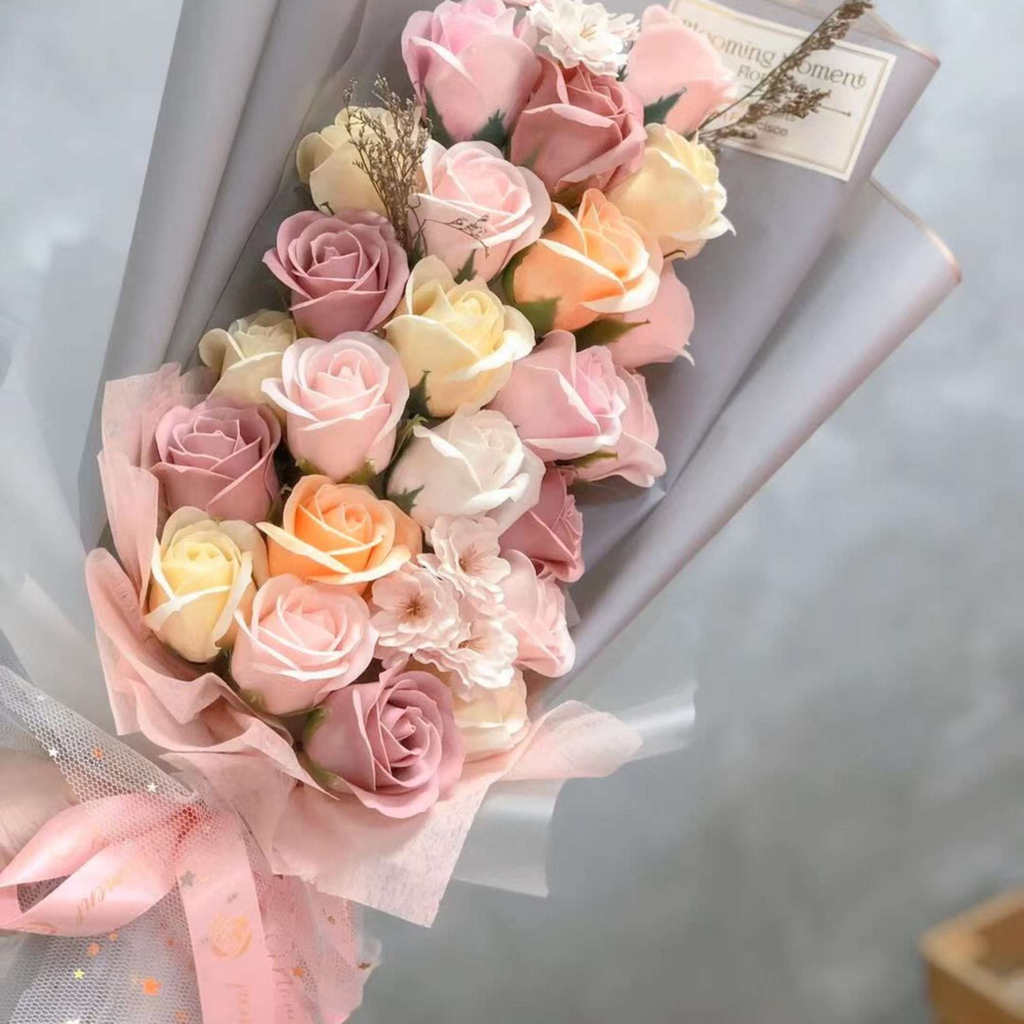 Inspired by the timeless beauty of Morandi tones, this bouquet blends soft