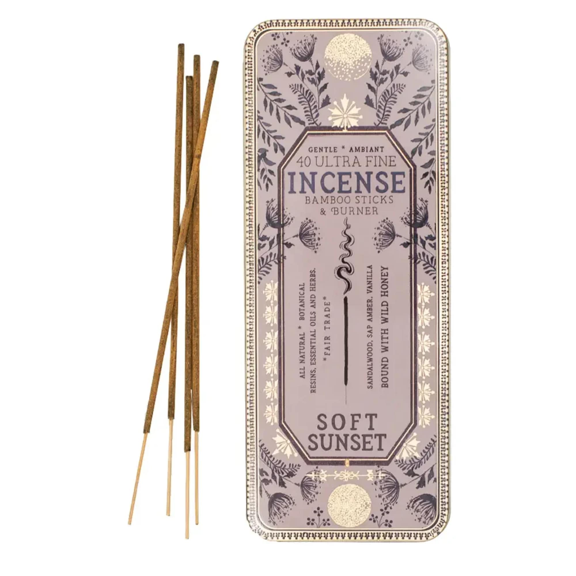 Soft Sunset is a gentle, fine ambient incense with notes of Sandalwood