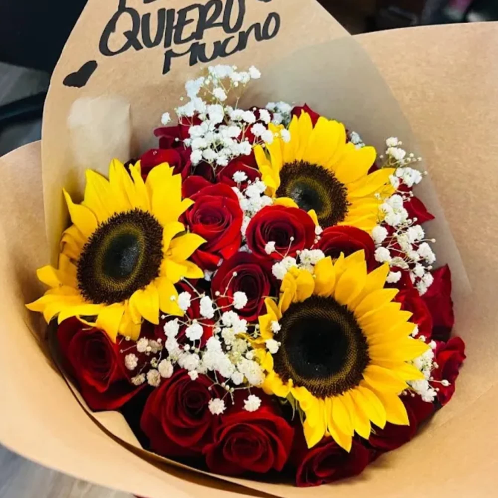 Red Rose and sunflower bouquet in Houston, TX | Alcatraz Flower Shop