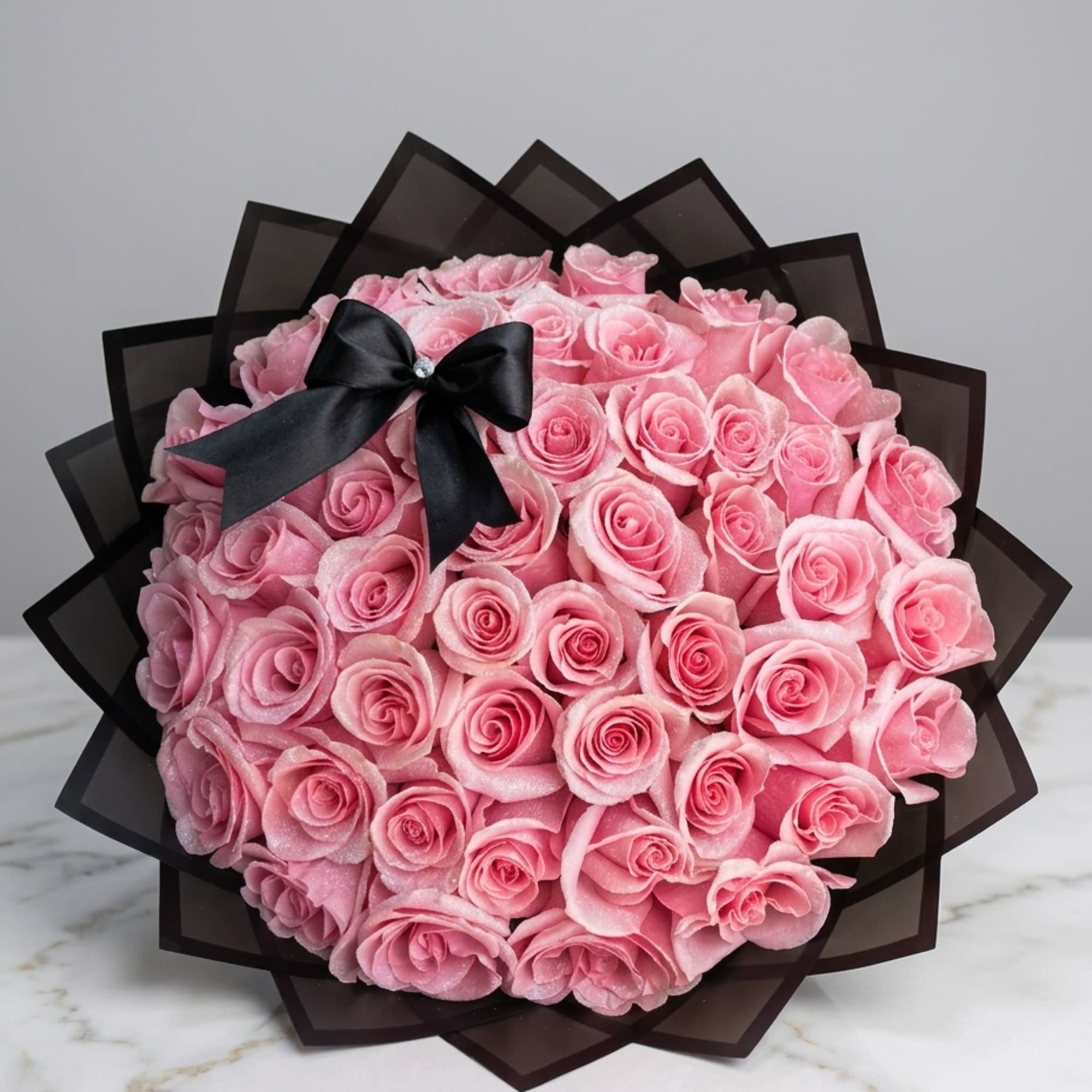 Treat yourself (or someone special) to a bouquet of 50 pink roses!