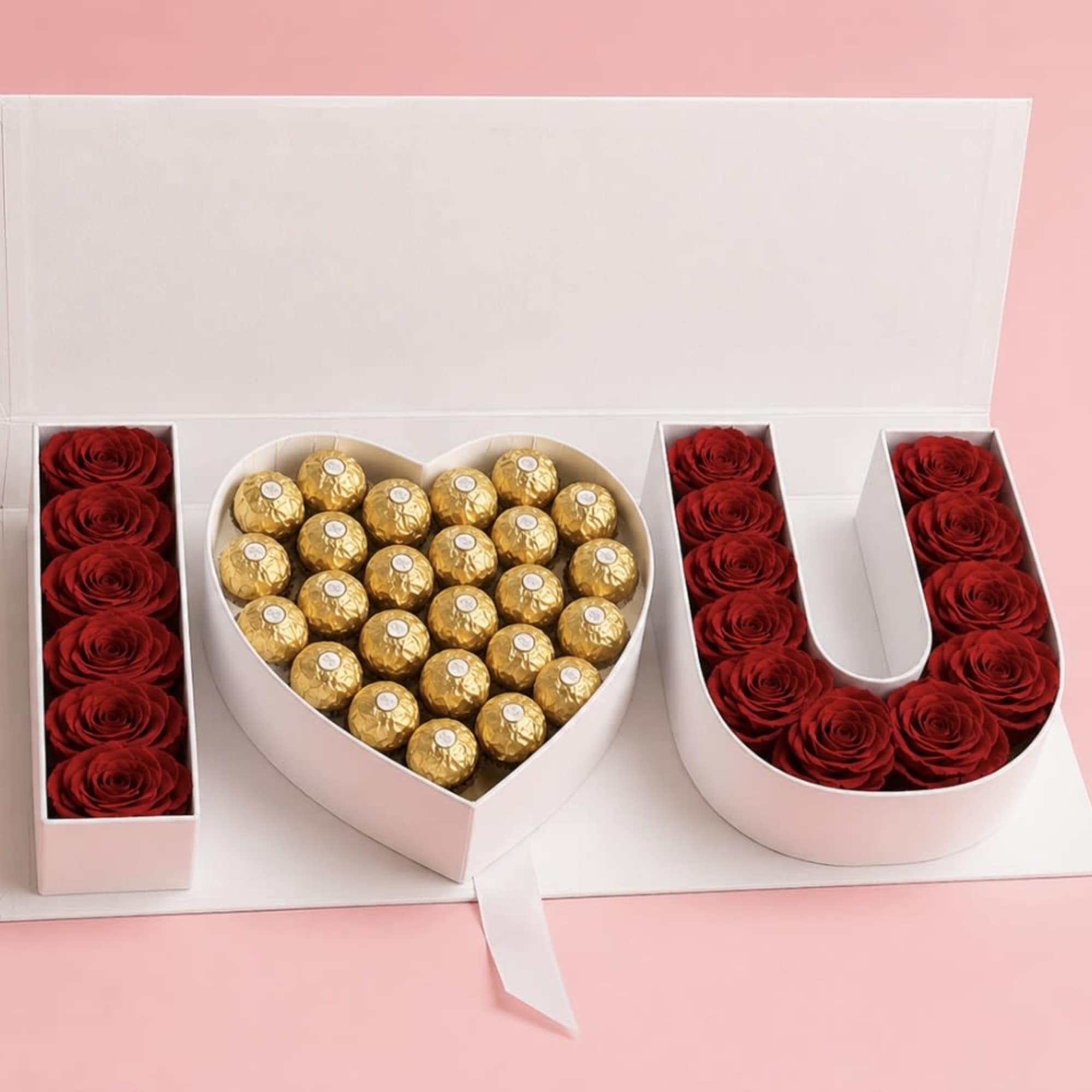 Beautiful I Love You Box with fresh Roses, can vary with the