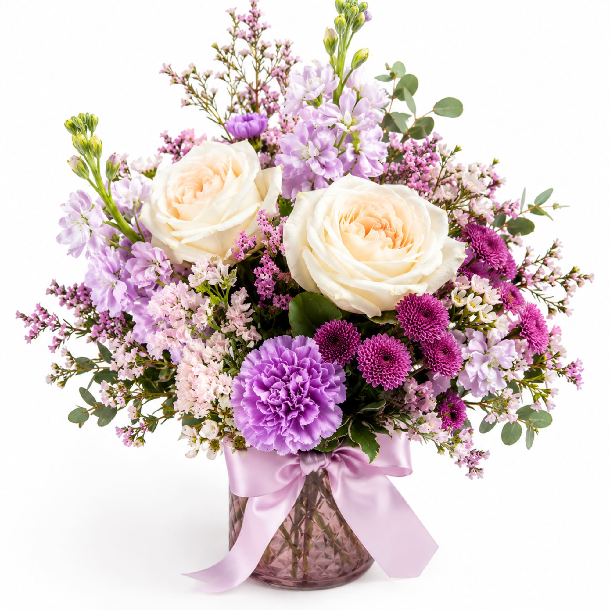Mixed of colorful fresh flowers in season, wrapped to perfection. 