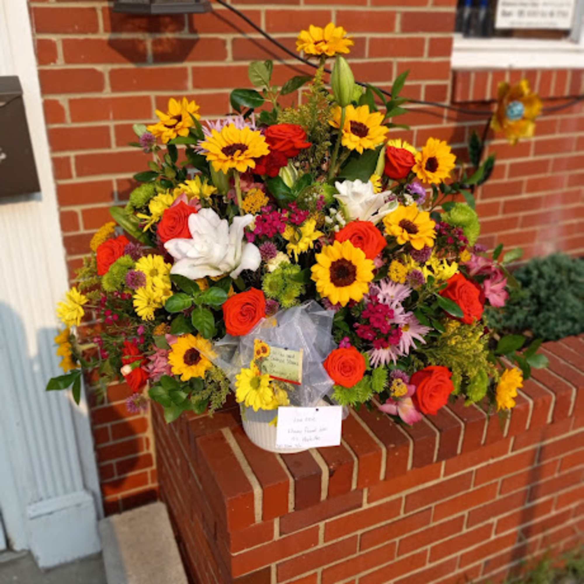 Multicolor Bright Sympathy Floor Basketby Flowers Your Way