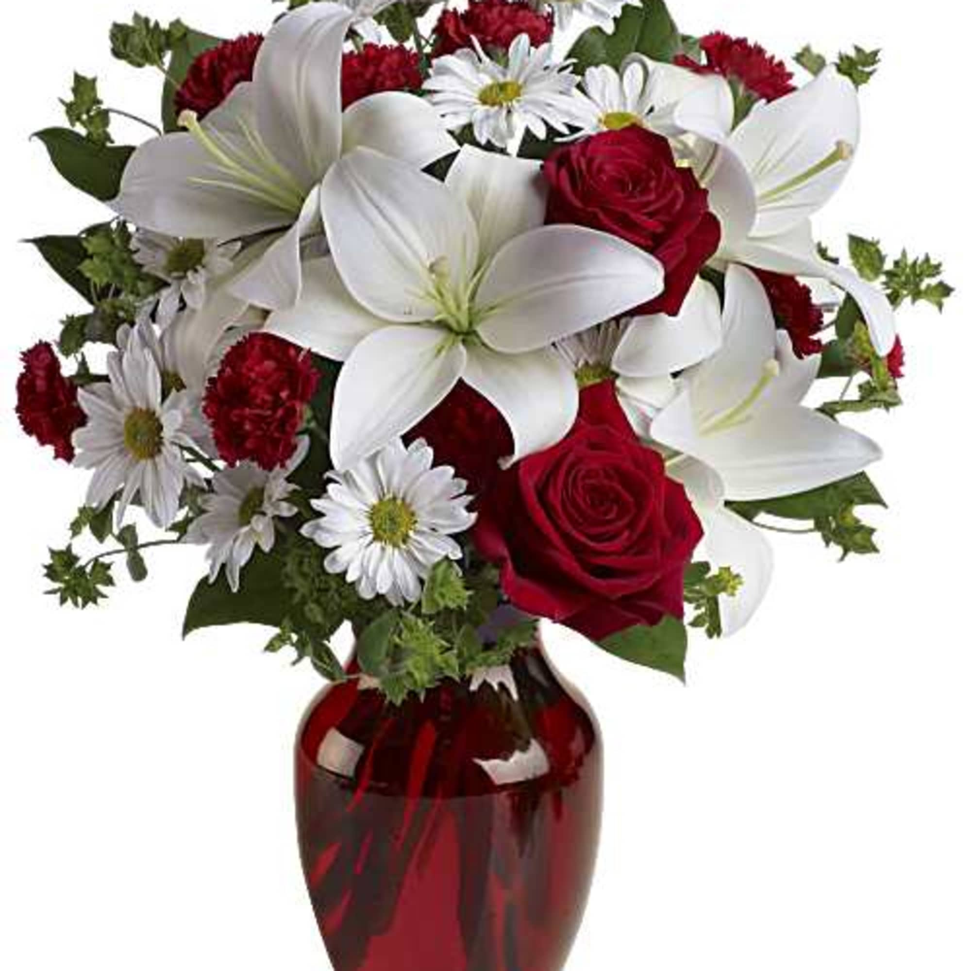  Add some romance with this rich arrangement of luxurious flowers in