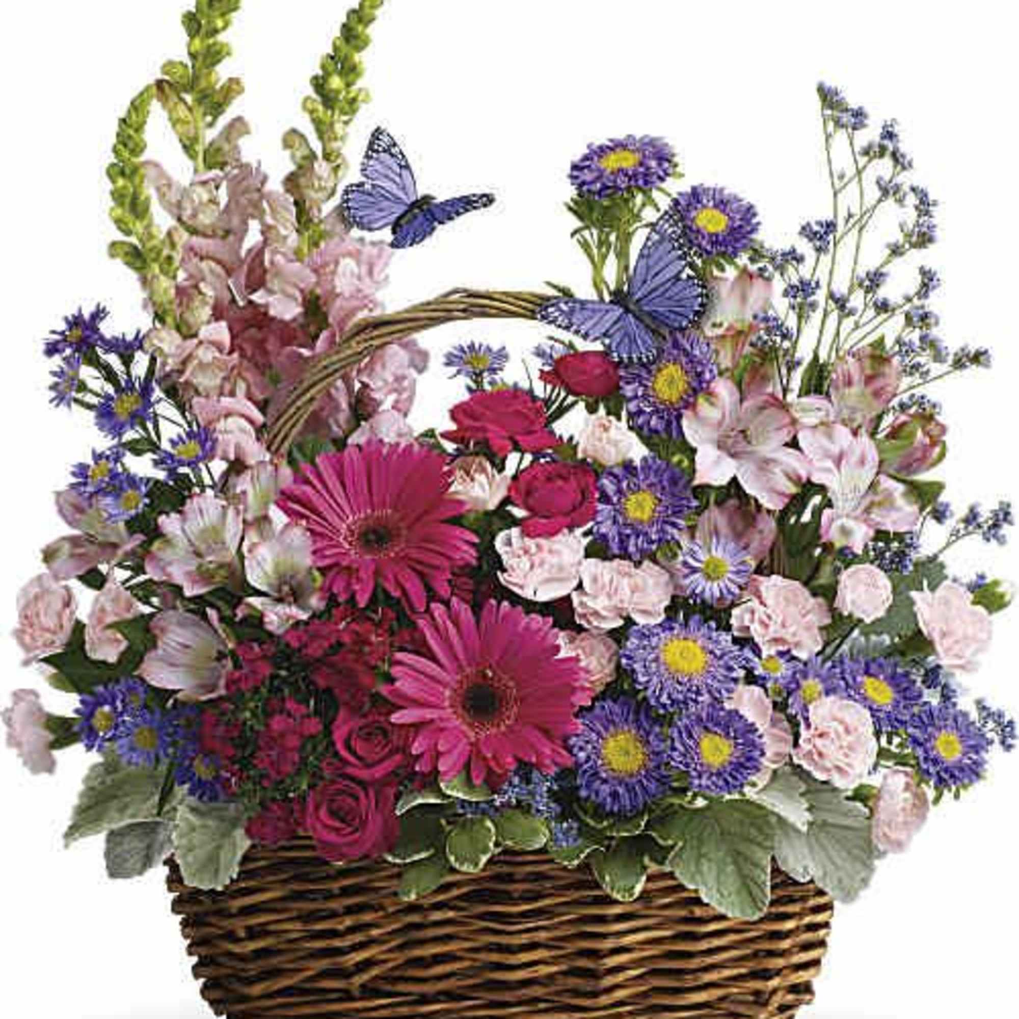 Take a walk through a country meadow with this fresh flower basket!
