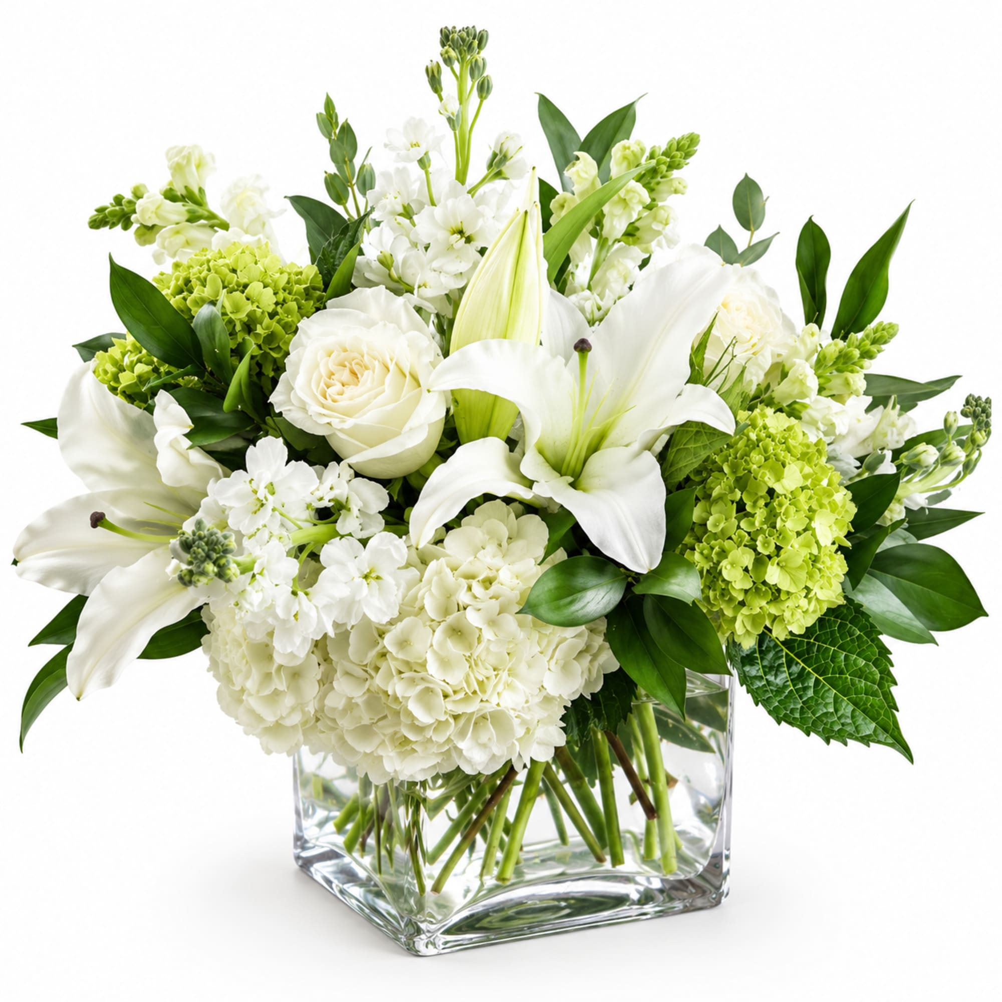 All white florals in stock.