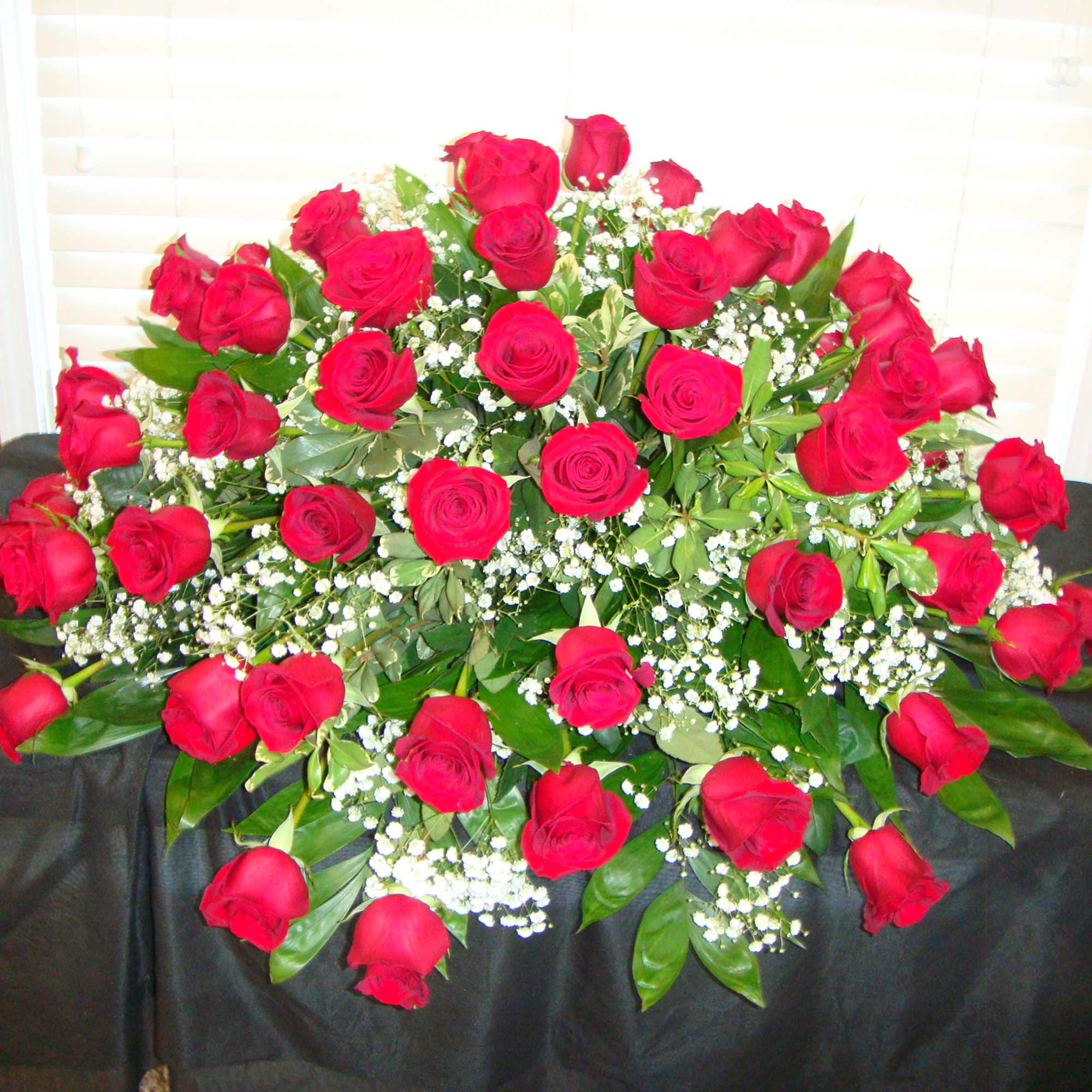 Classic All Red Rose Casket Cover