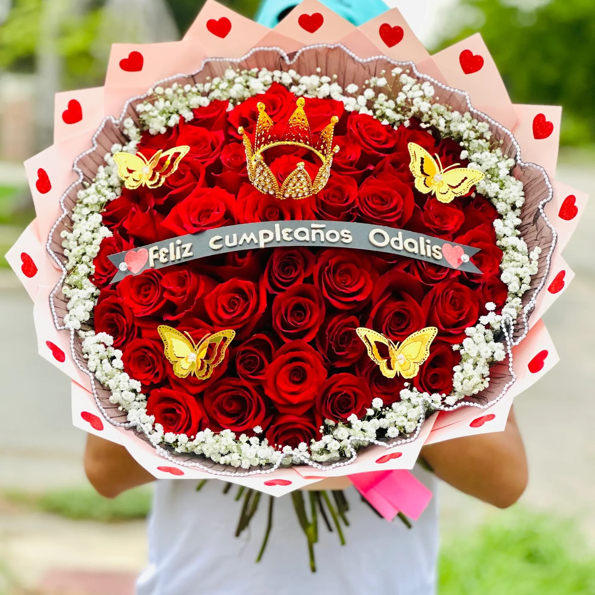 Ramo Premium &ldquo;Happy Birthday My Love&rdquo; &ndash; Rosas Rojas y Rosas Rosadas