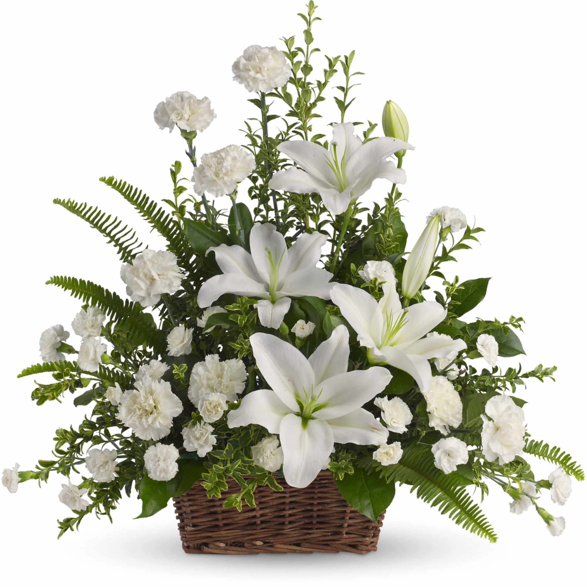 Peaceful White Lilies Basket by Teleflora T228-1A in Bensalem, PA