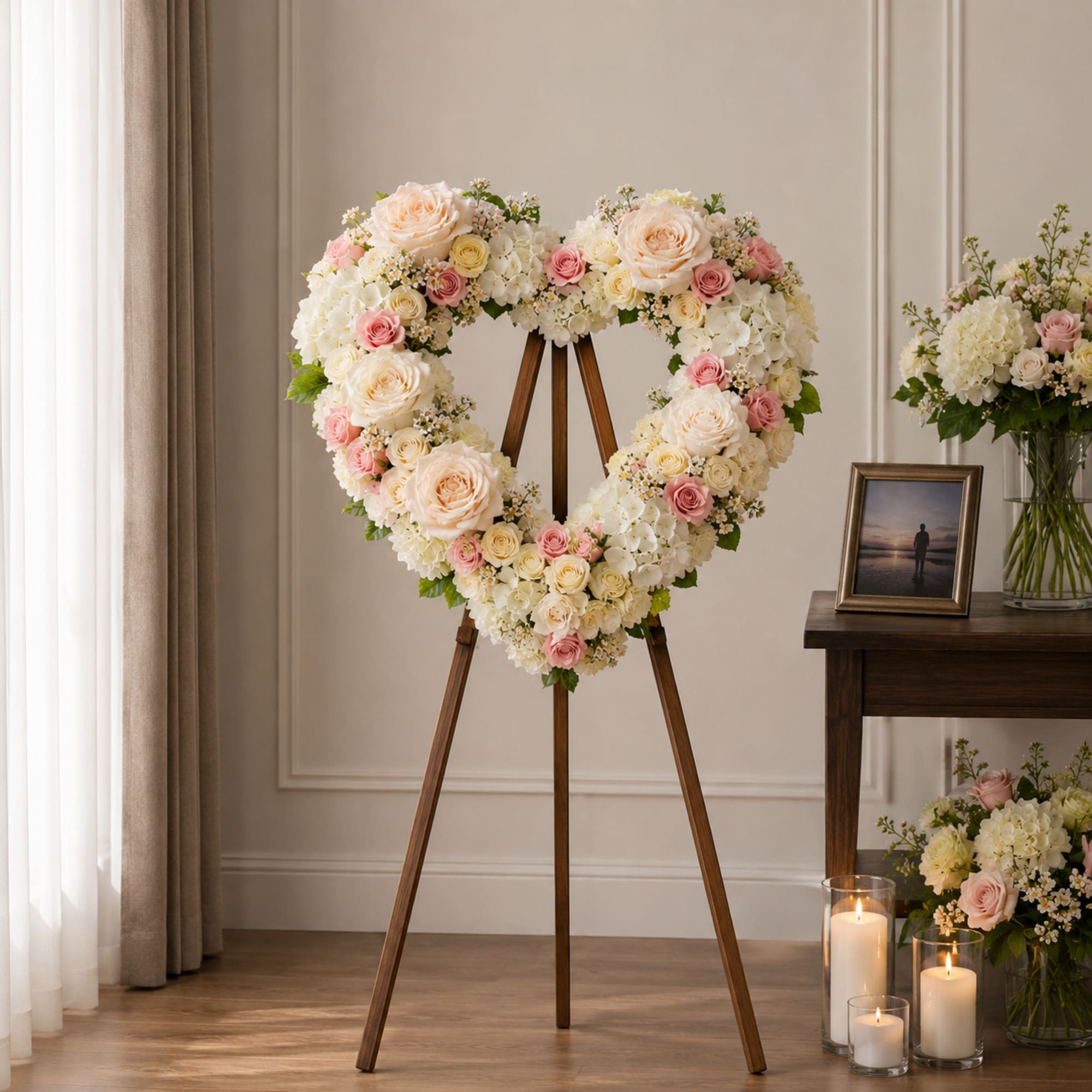 Honor a cherished life with the Graceful Tribute Heart Wreath, a beautiful