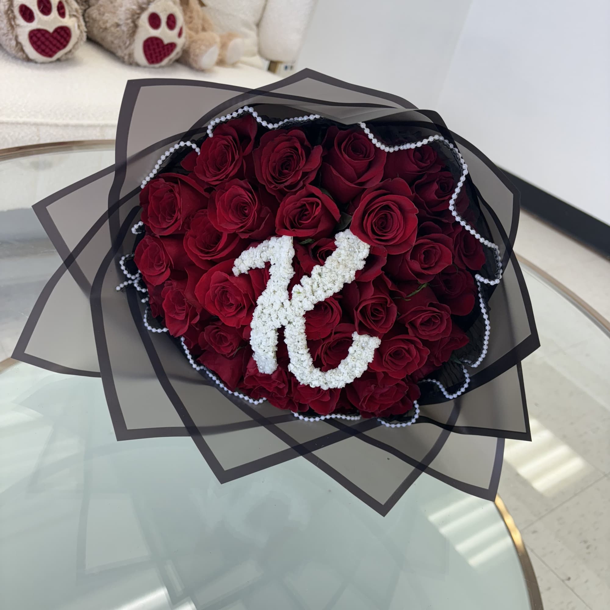 Red Rose Letter Bouquet in Webster, TX | Hidden Hue Florals