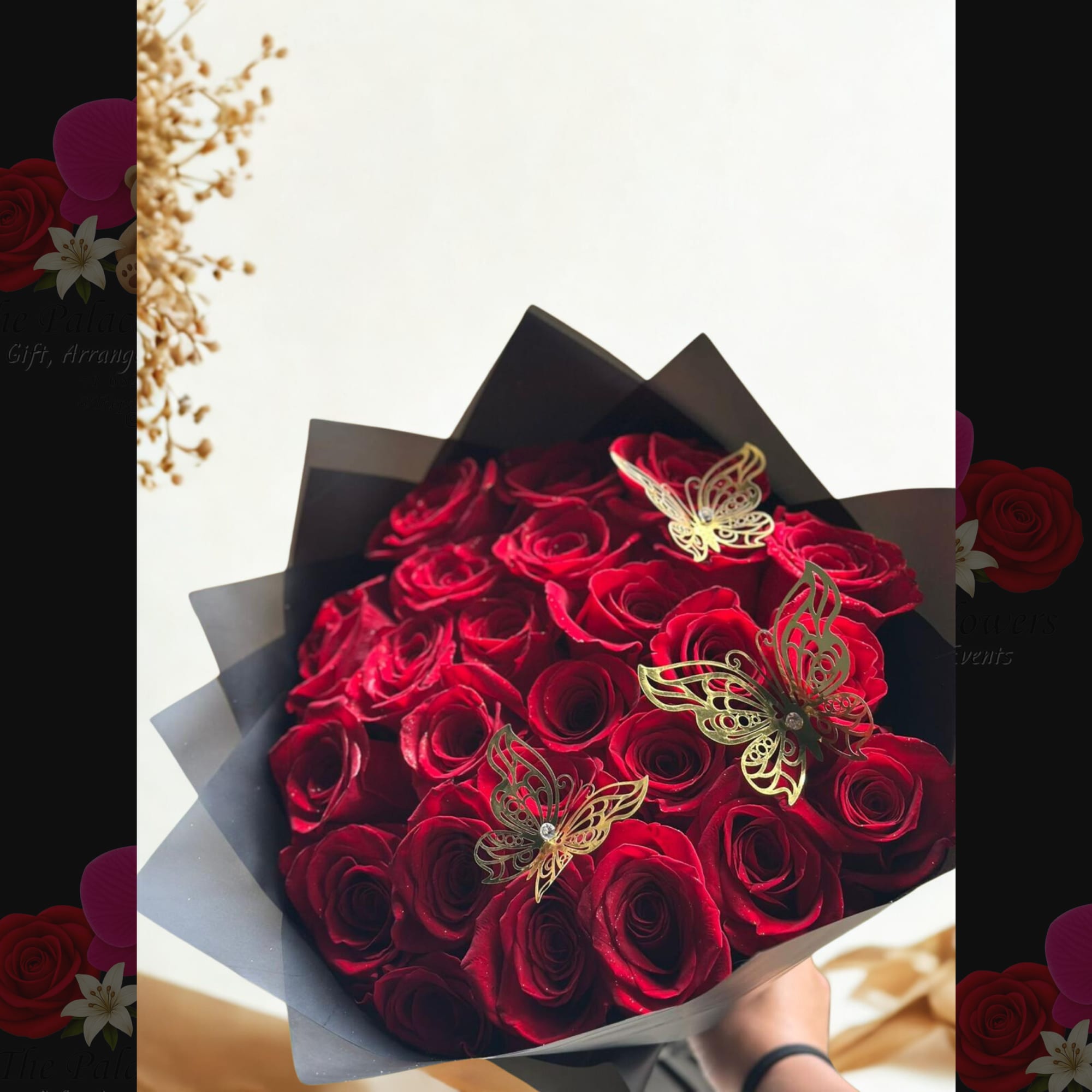 BUCHON BOUQUET 25 RED ROSES WHIT CROWN/ Buchon 25 Rosas  rojas