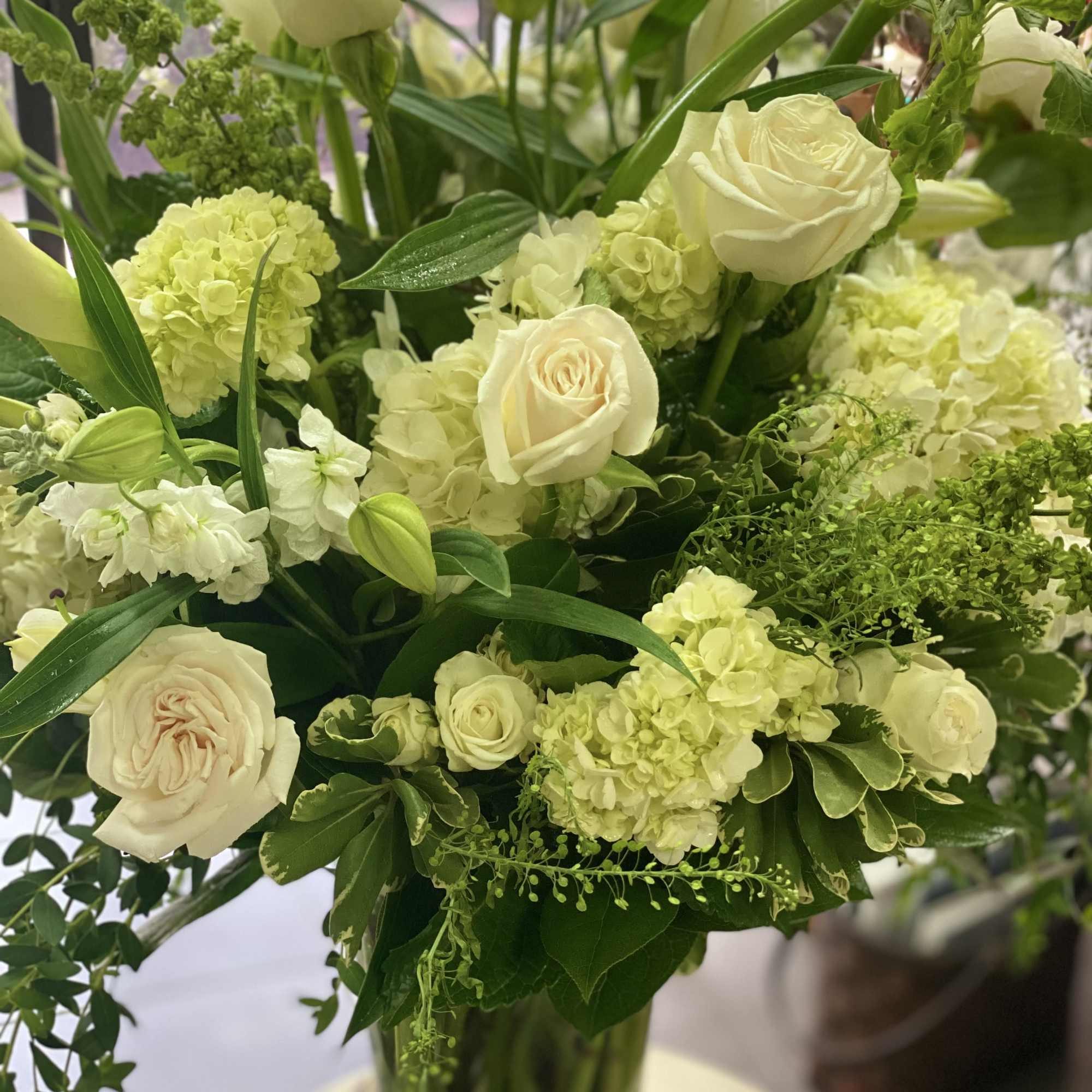 Premium white &amp; ivory, flowers with a light touch of green