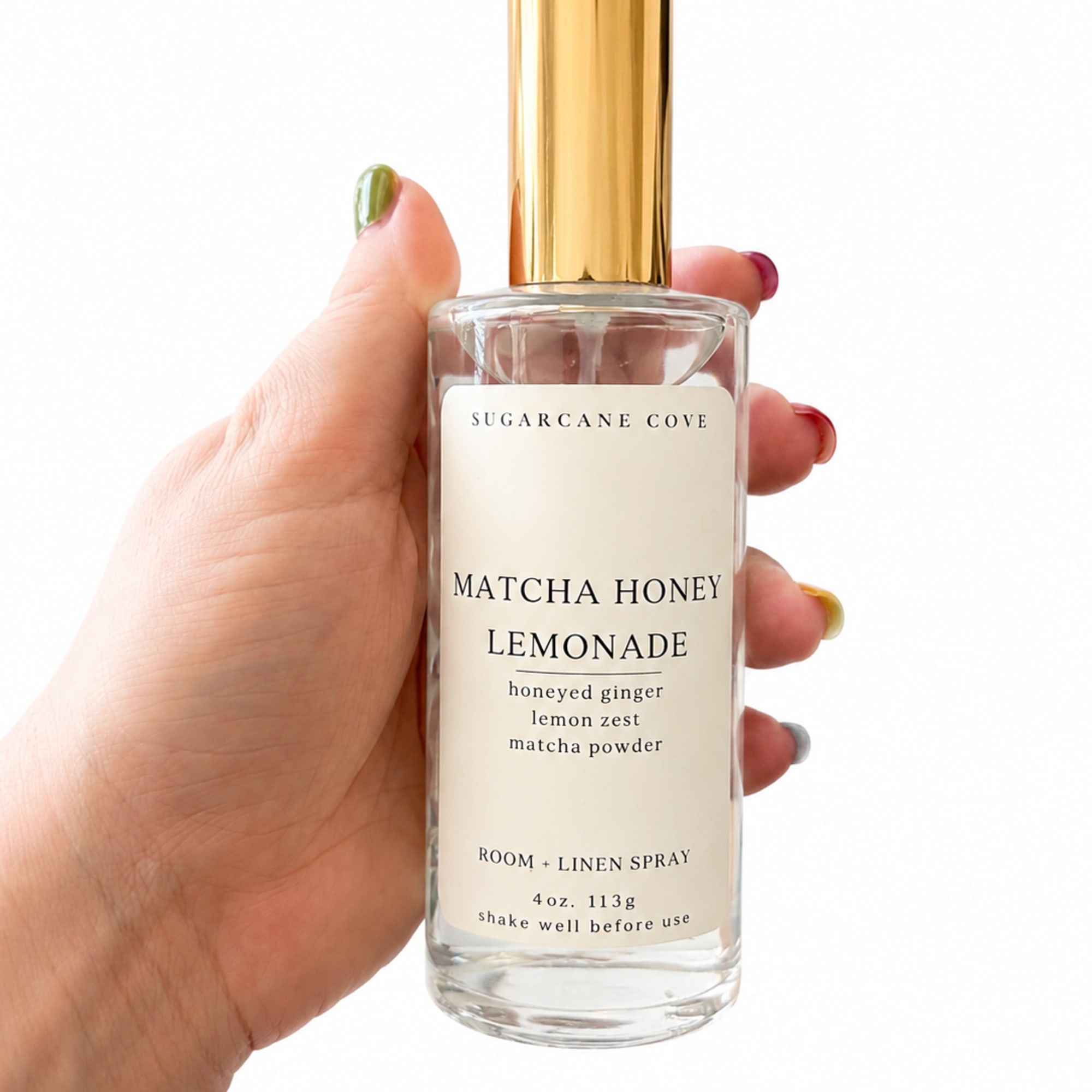 Matcha Honey Lemonade linen spray makes a small space feel like a