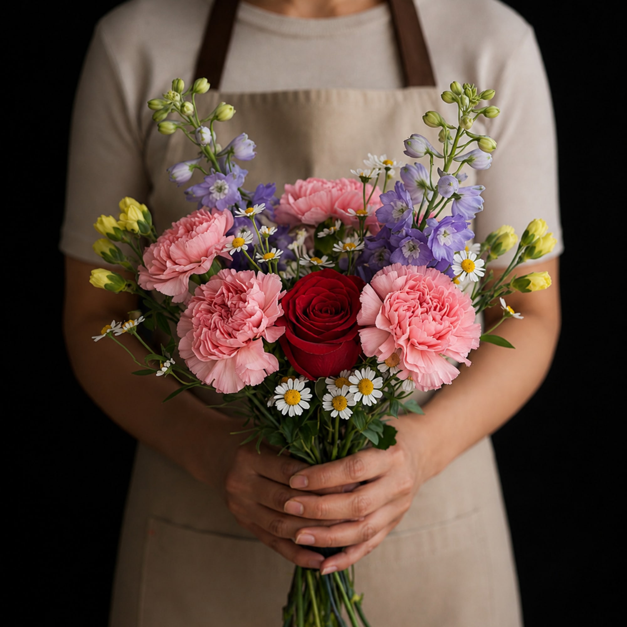 A one-of-a-kind bouquet designed with fresh seasonal blooms and wrapped with love.