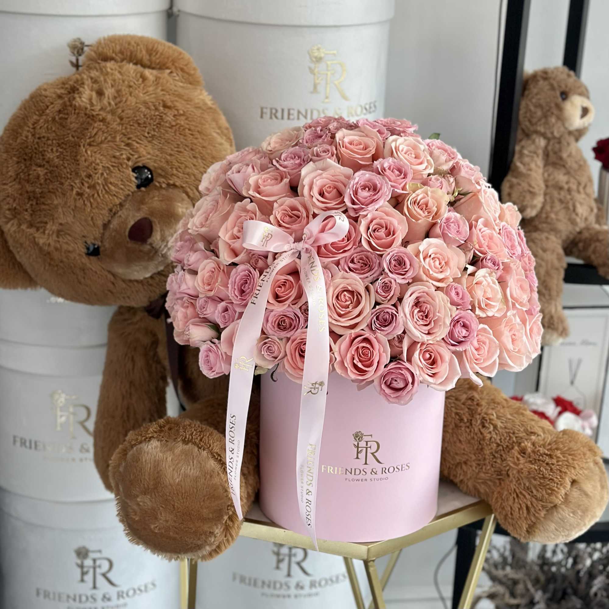 Mila is a breathtaking luxury arrangement featuring an abundance of premium blush