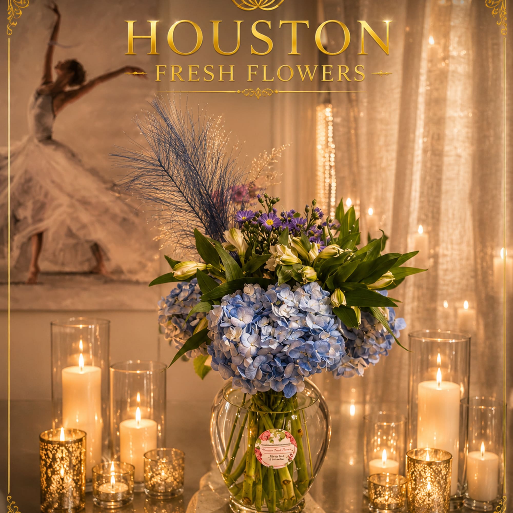 White Asters with blue Hydrangeas are one of the best choice for