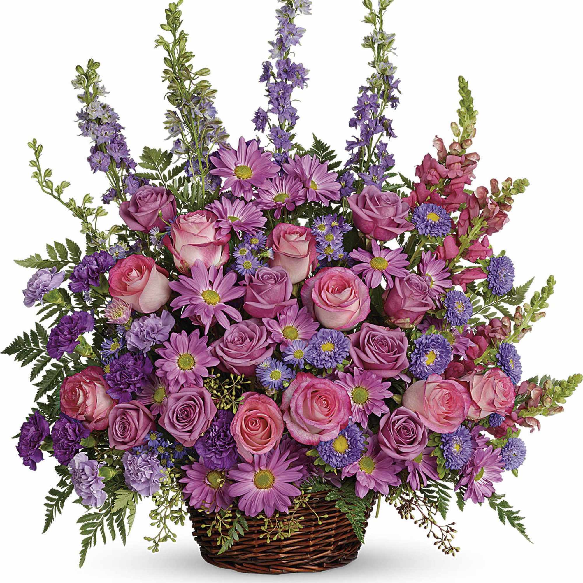 Soothing lavender, respectful purple and compassionate pinks are combined beautifully in this