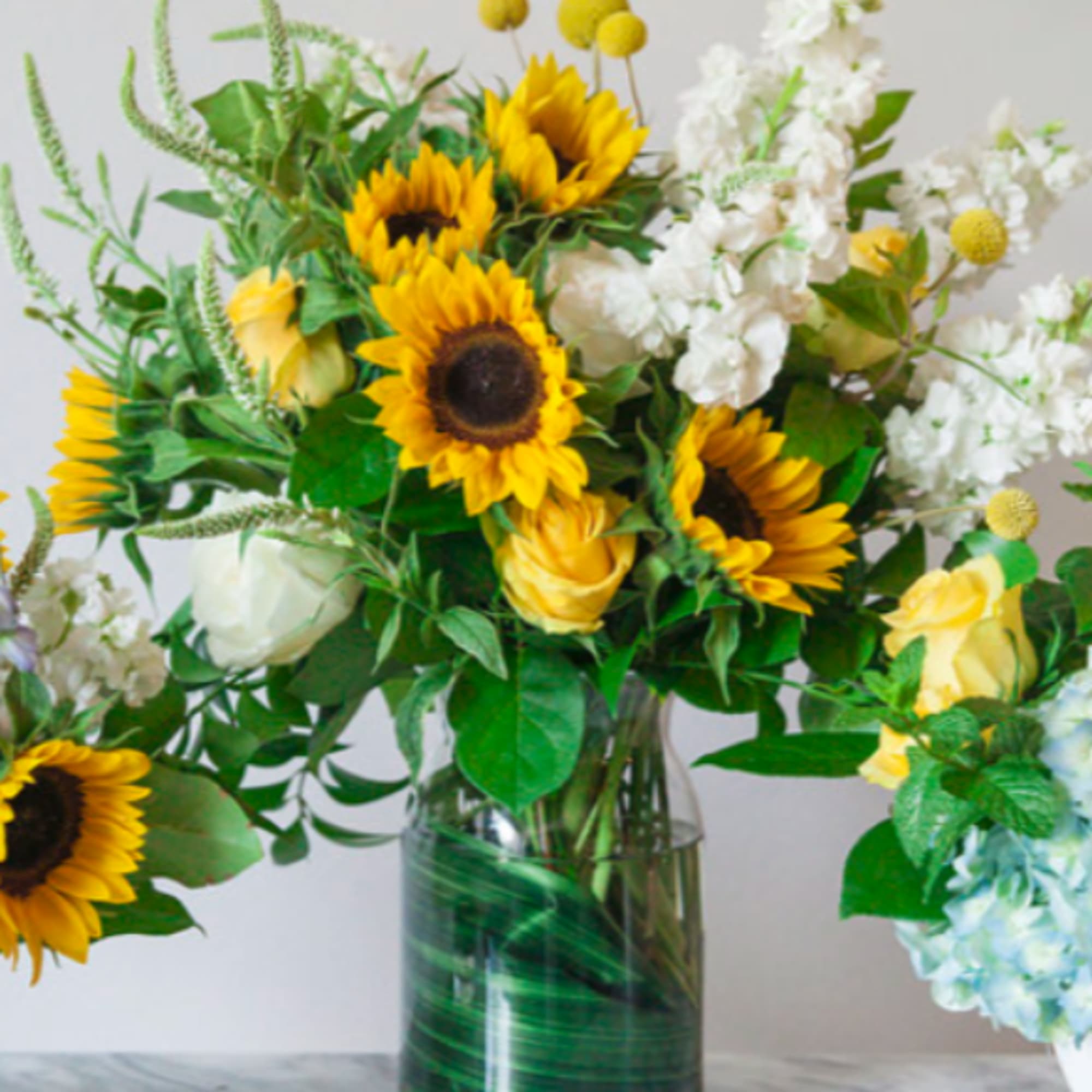 Let's really get into warmer weather with Sunflowers... and beautiful Hydrangea and