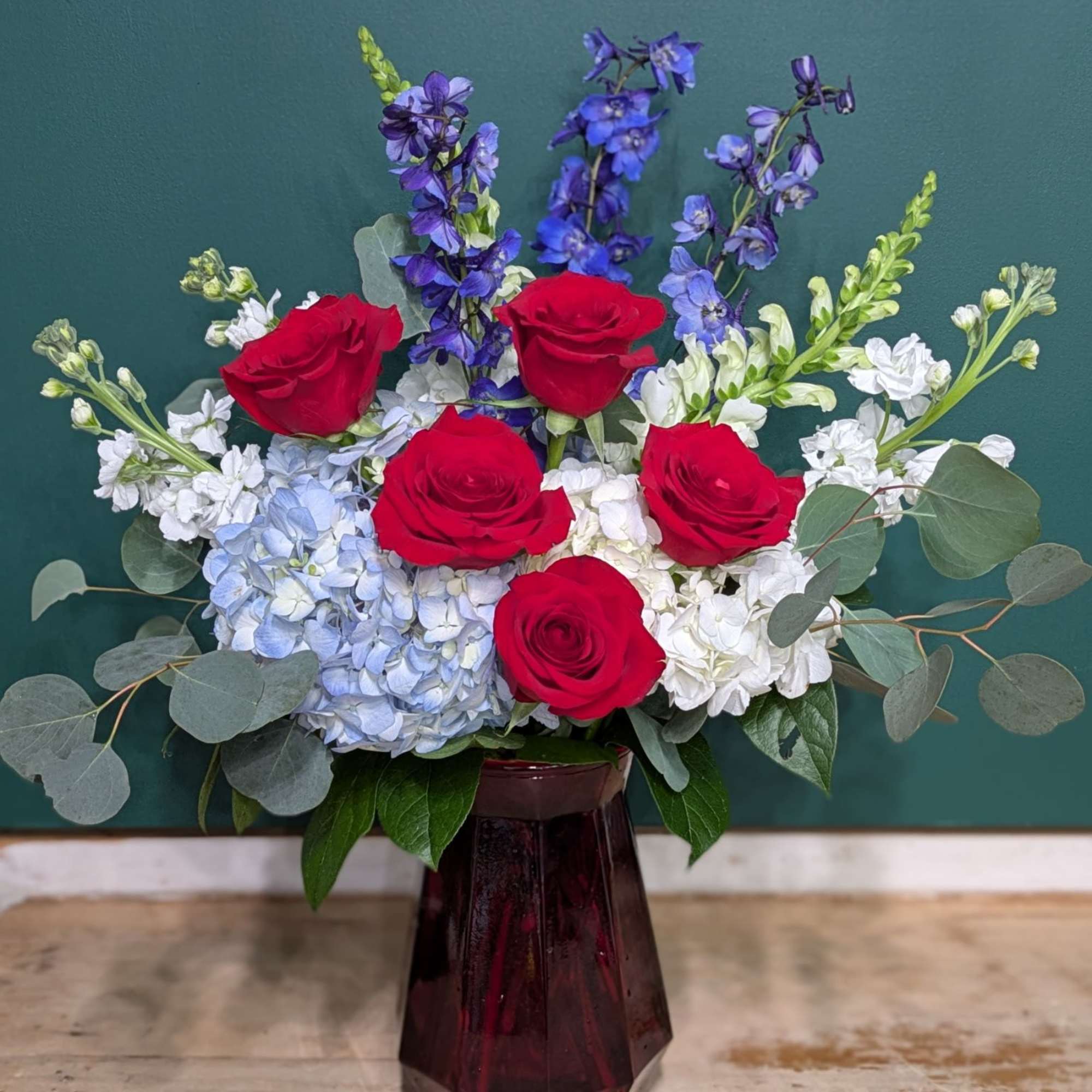 Limited Time - Happy 4th of July! Three bold red roses stand