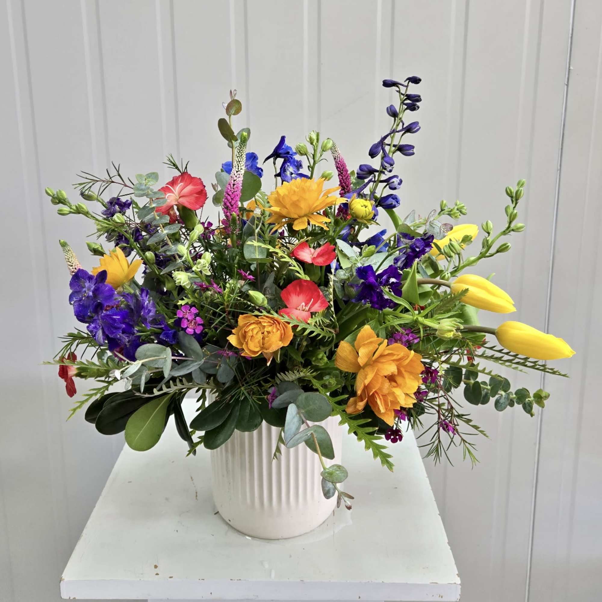 A Designers Choice Assortment of Fresh Cut Flowers Arranged in a Wildflower