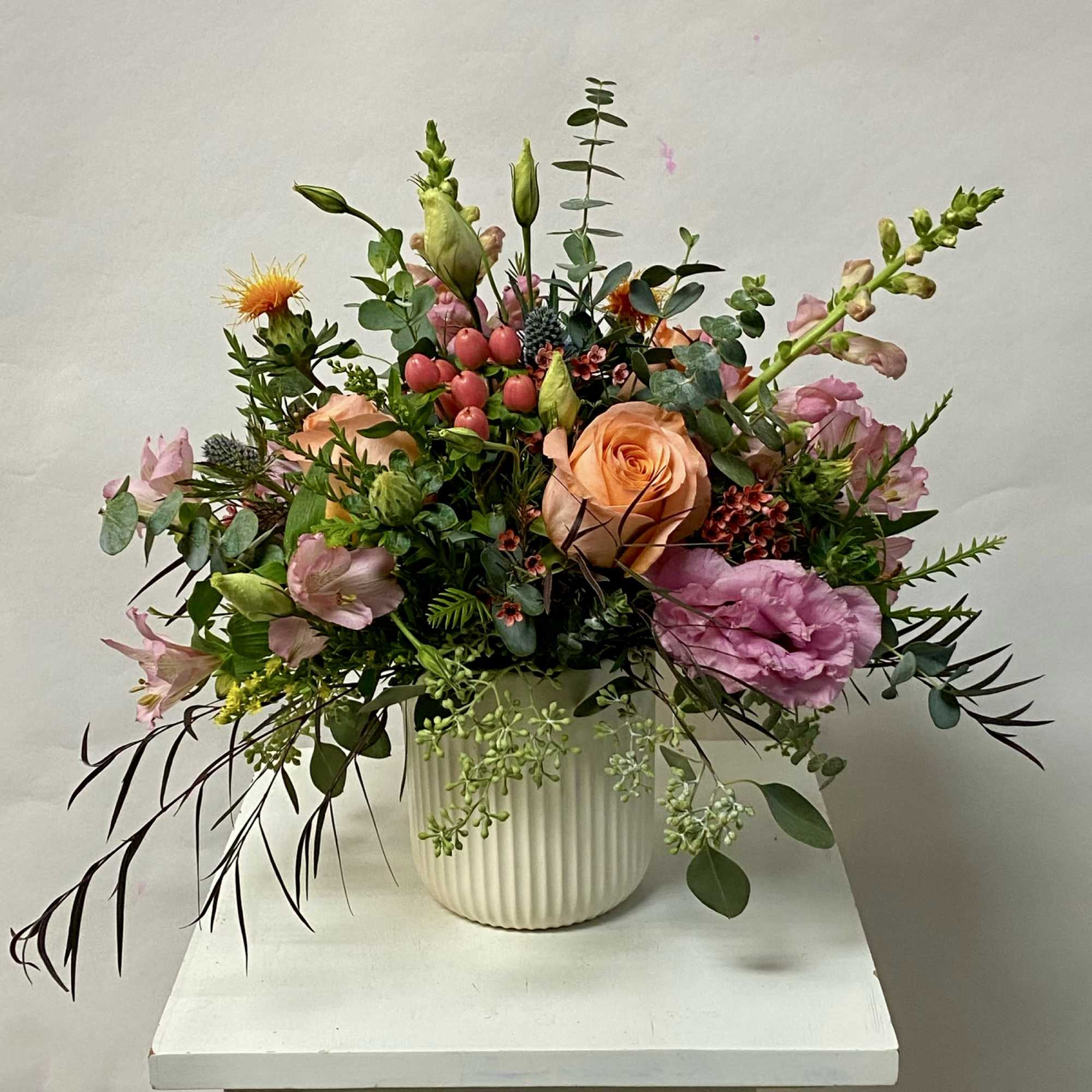 A Designers Choice Assortment of Fresh Cut Flowers Arranged in a Wildflower
