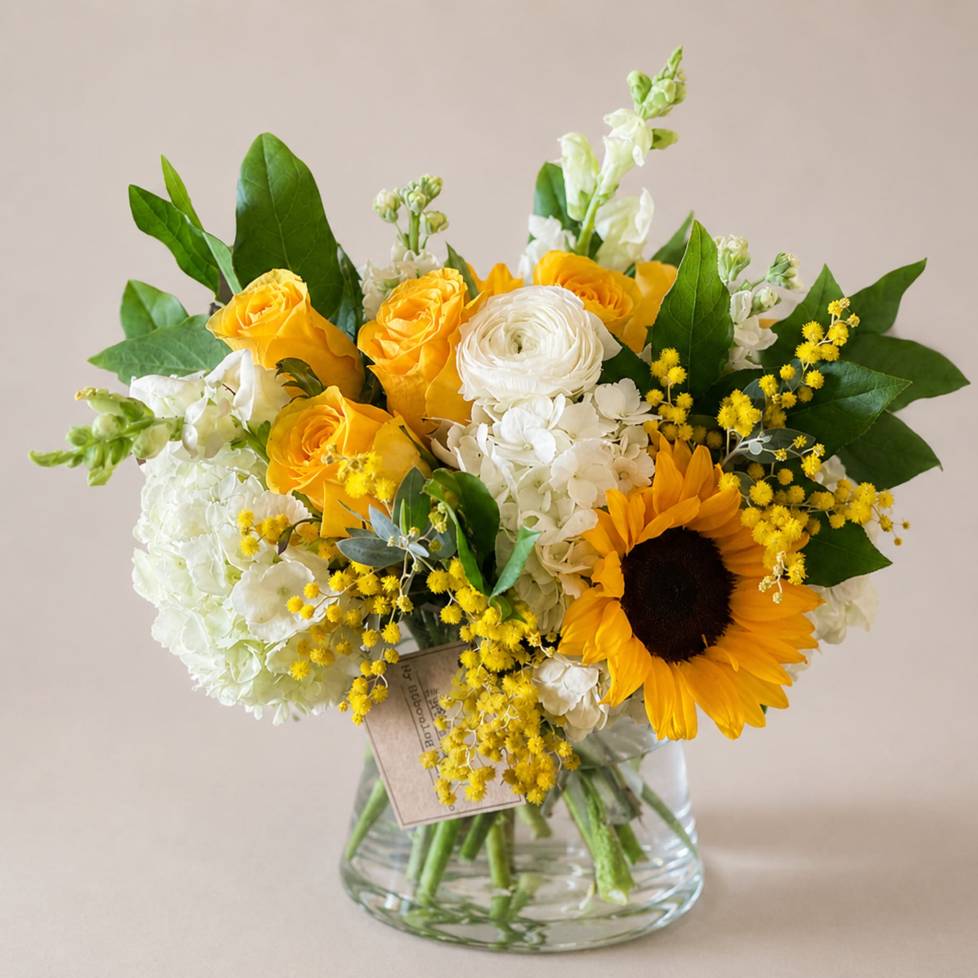  Hope &amp; Faith is a graceful white and yellow flower arrangement