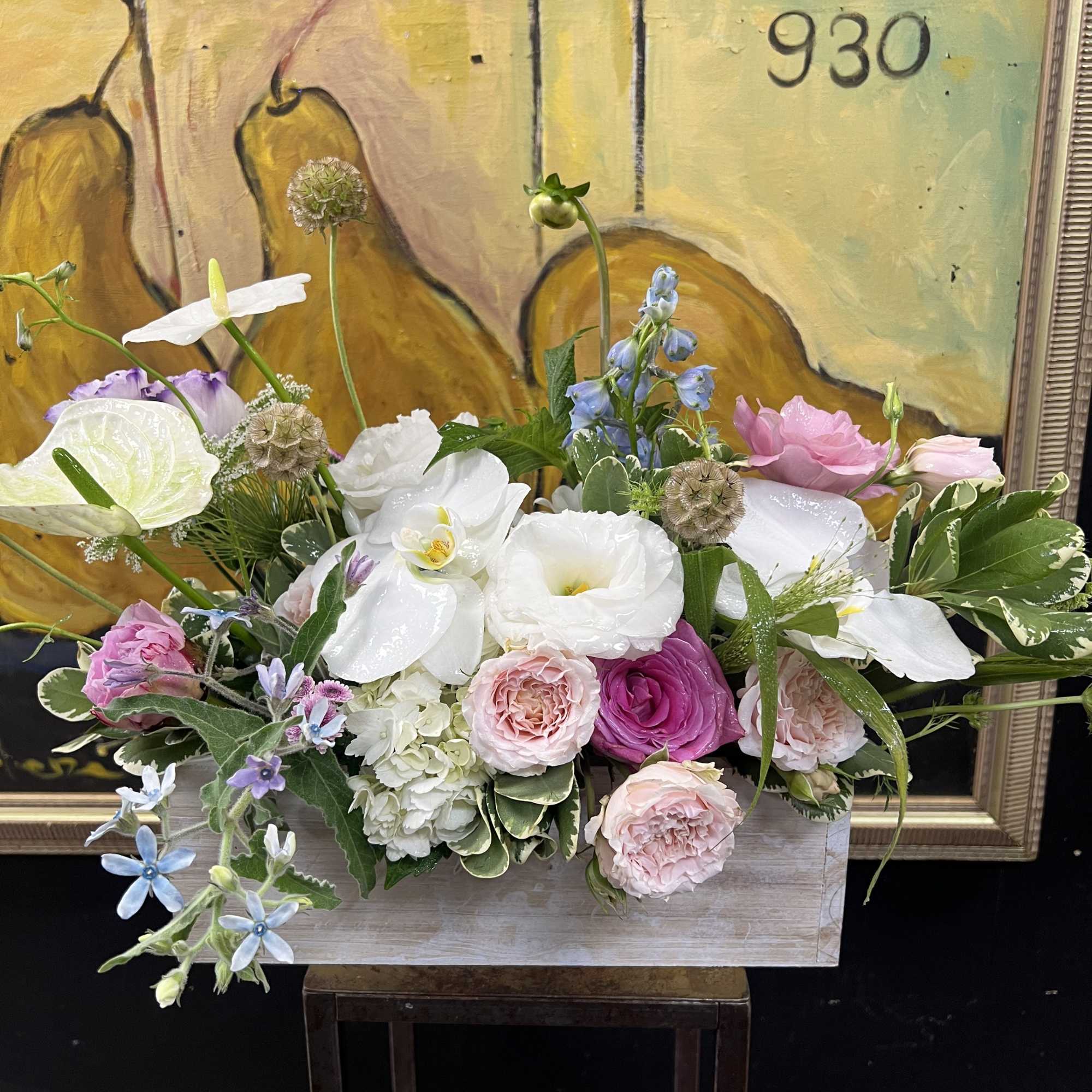 Mixture of a beautiful soft,pastel colors of flowers and foliages, filled in