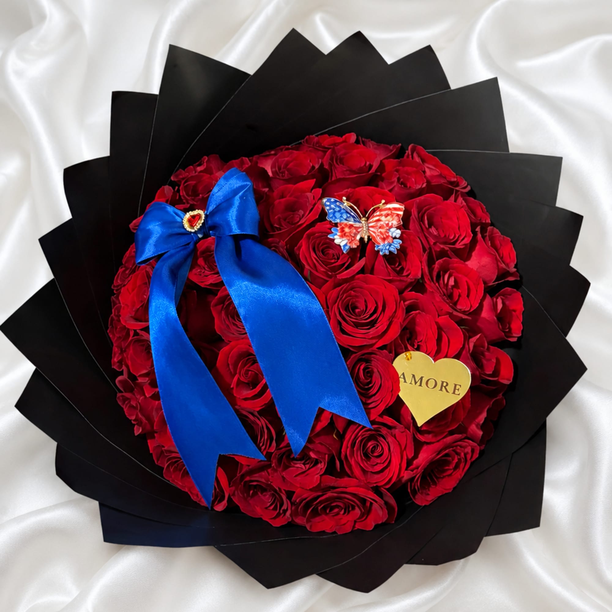 Celebrate freedom, love, and unforgettable moments with our Patriotic Red Rose Heart