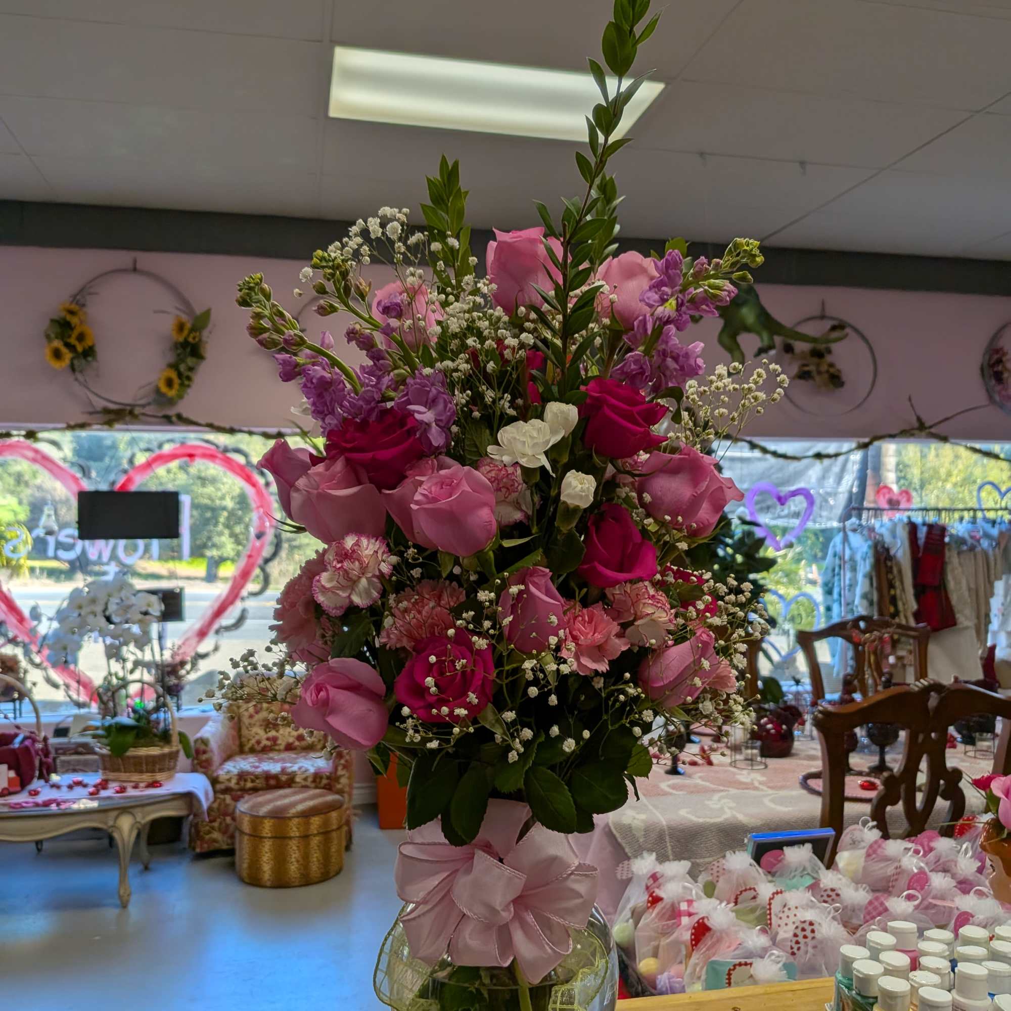  A variety of pink roses.