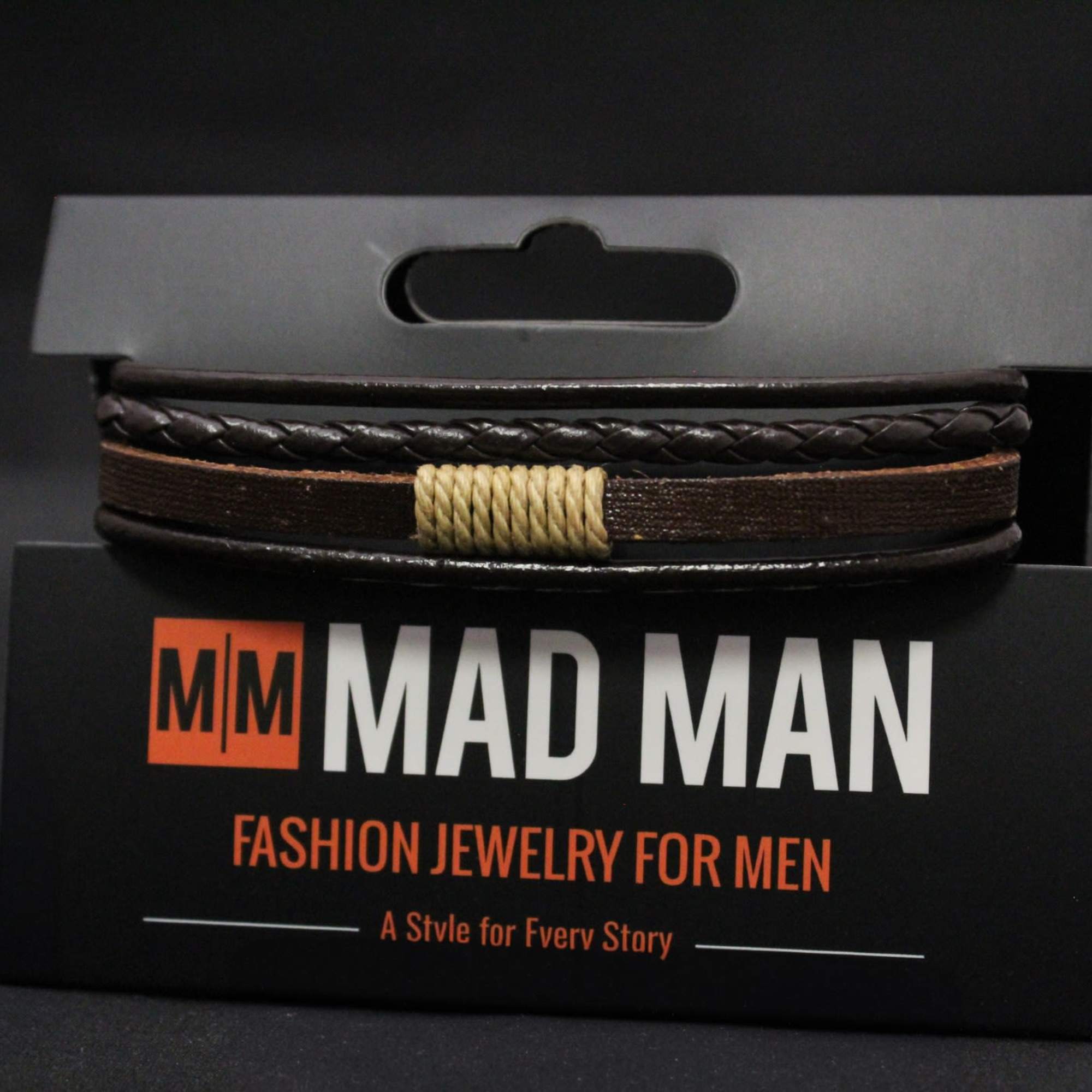 Handcrafted leather and braided cord combine for a rugged, casual accessory perfect