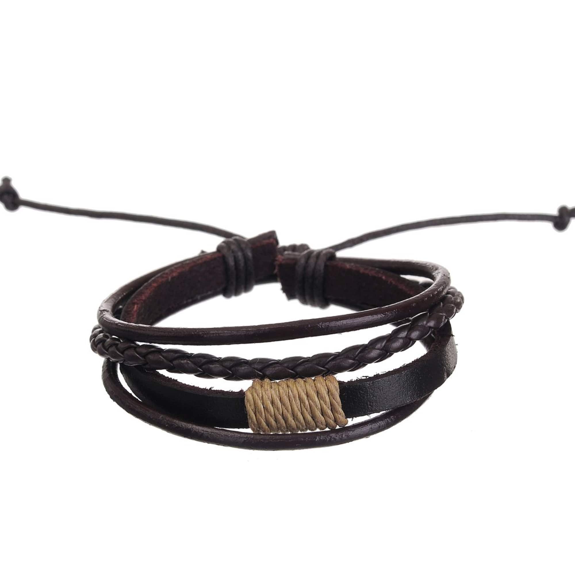 Handcrafted leather and braided cord combine for a rugged, casual accessory perfect