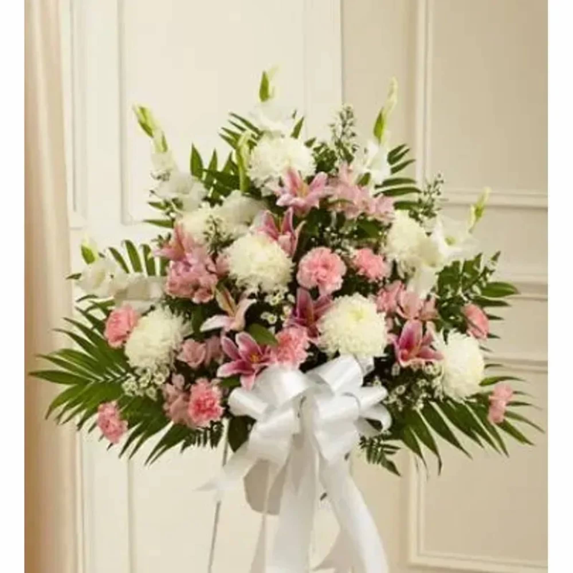 Traditional Tribute Pink And White Mixed Flowers
