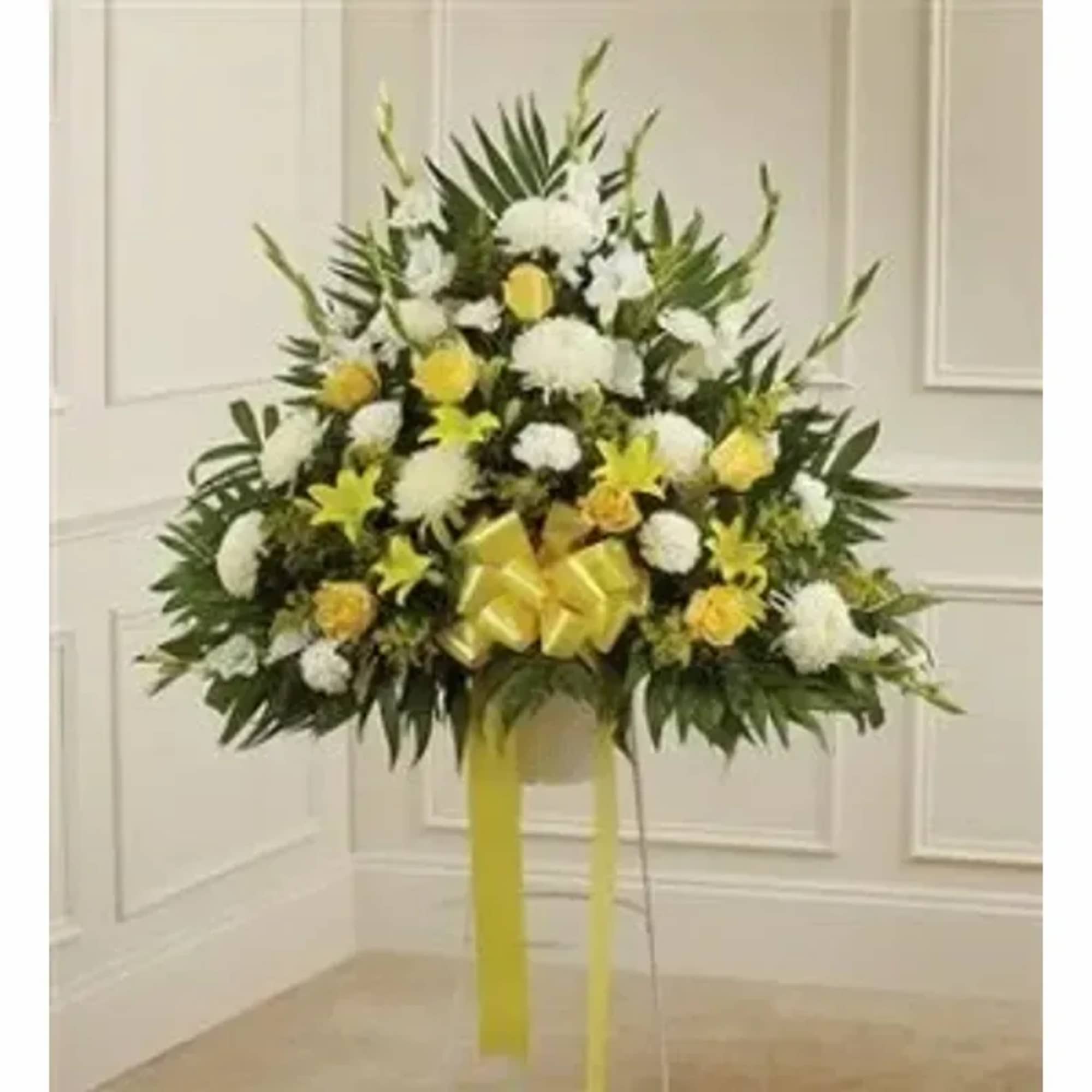 Traditional Yellow And White Mixed Flowers.
