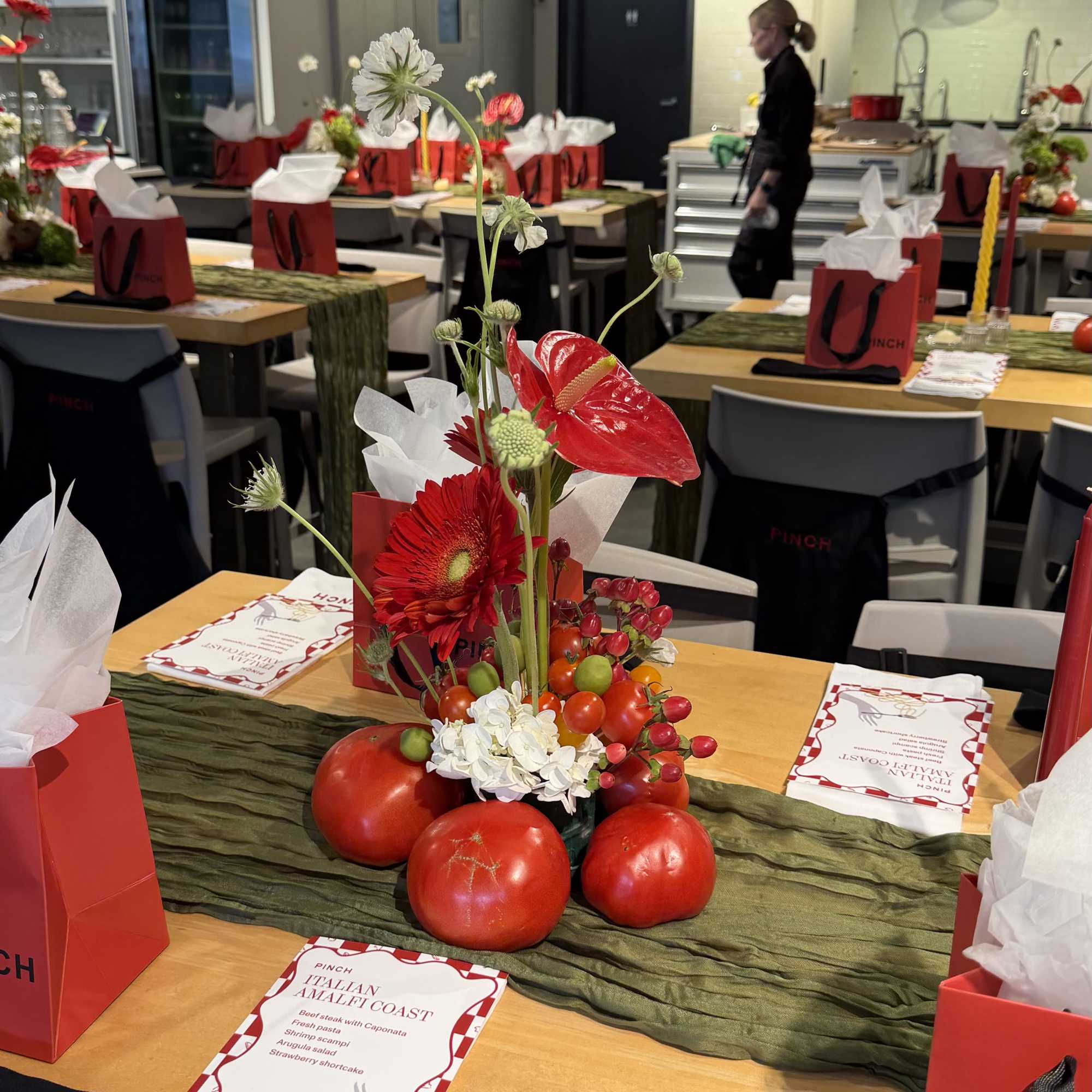 A playful, market-inspired event centerpiece that makes a bold statement for a
