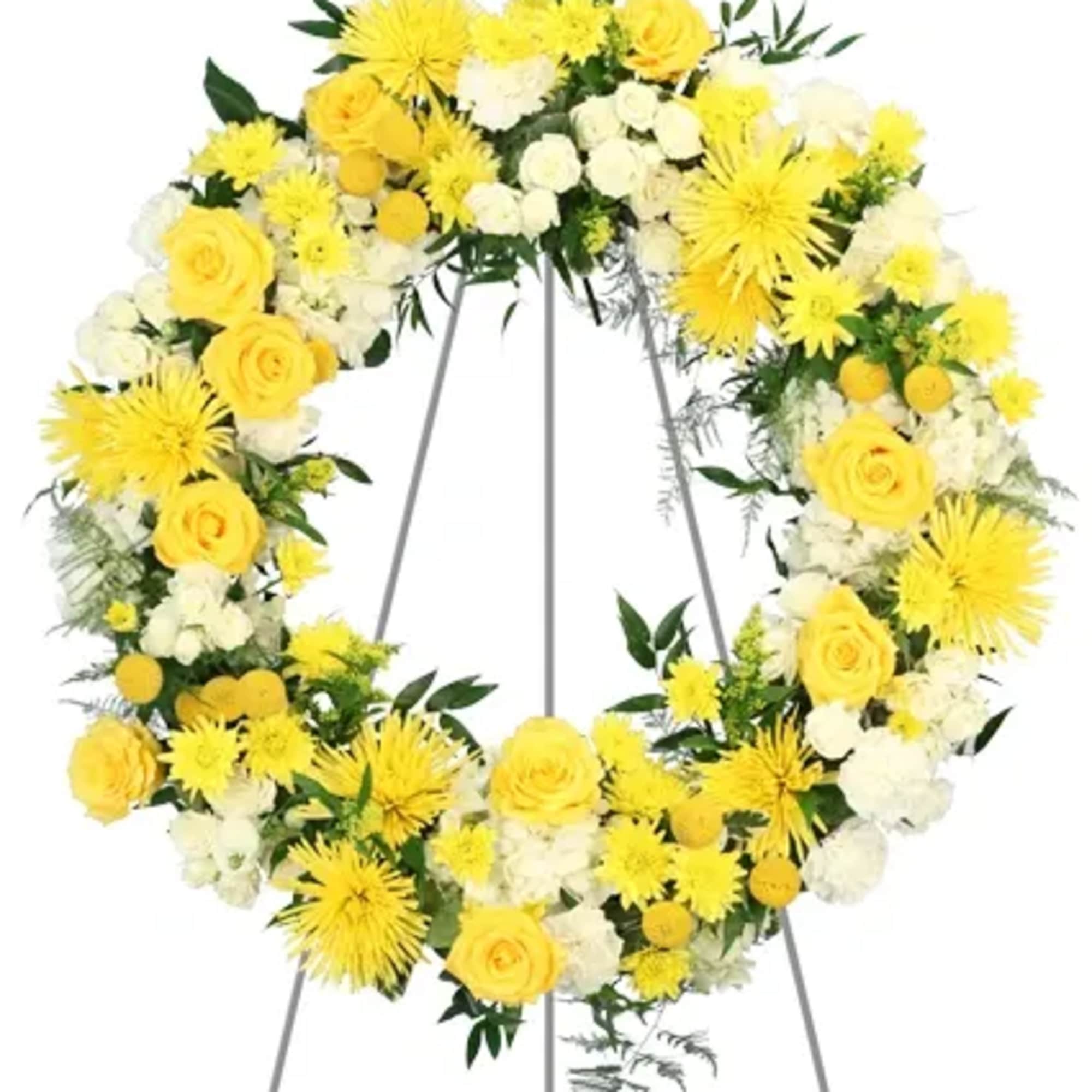 Adorned in a beautiful display of white and yellow, Glorious Glow gracefully