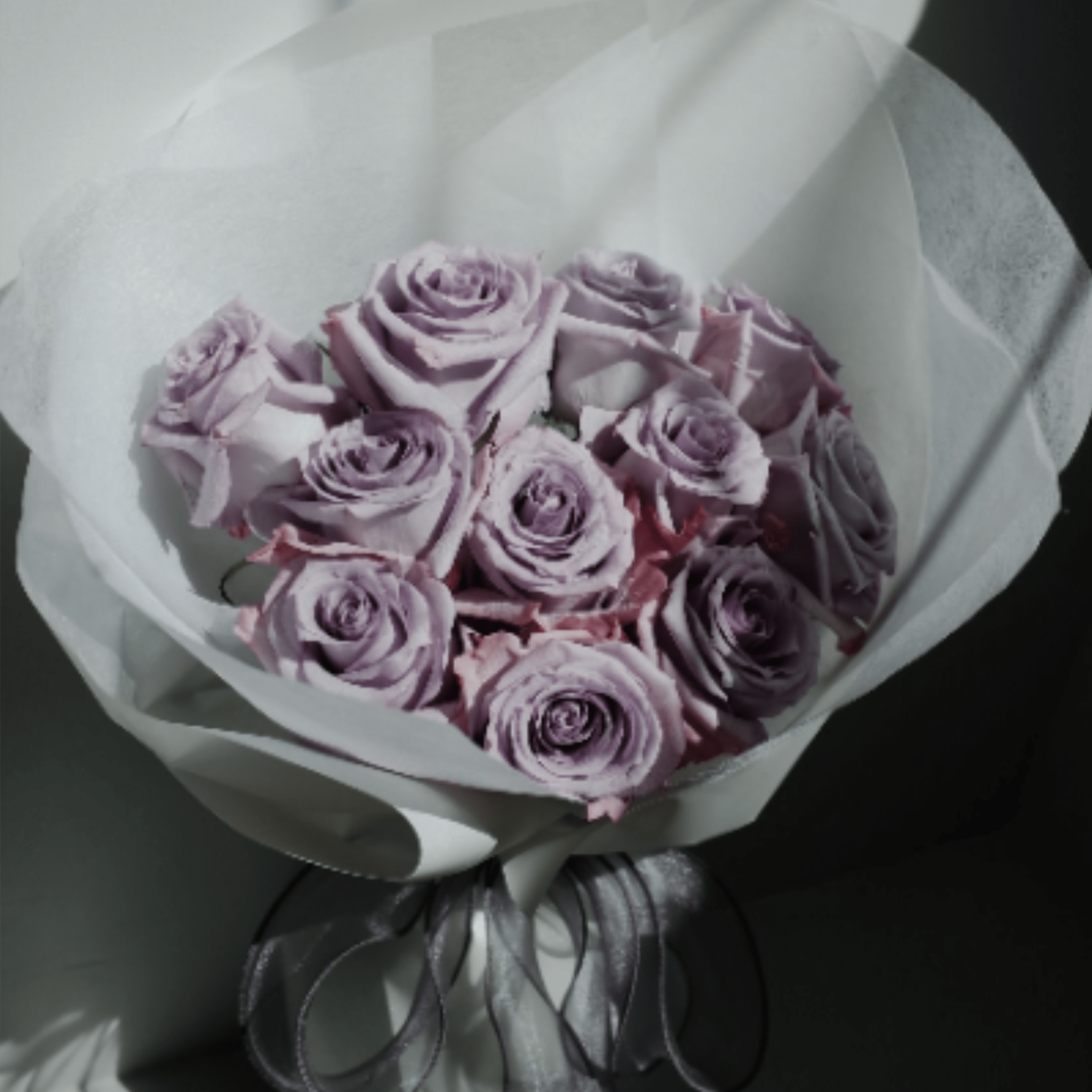 A dreamy arrangement of premium lavender roses, each bloom opening in soft