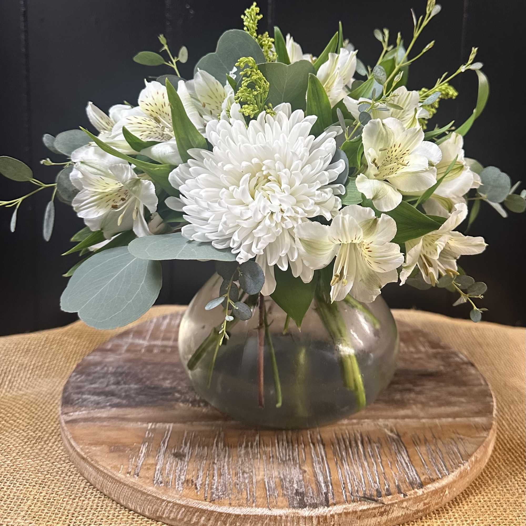 This small elegant all white bouquet is just right for a just