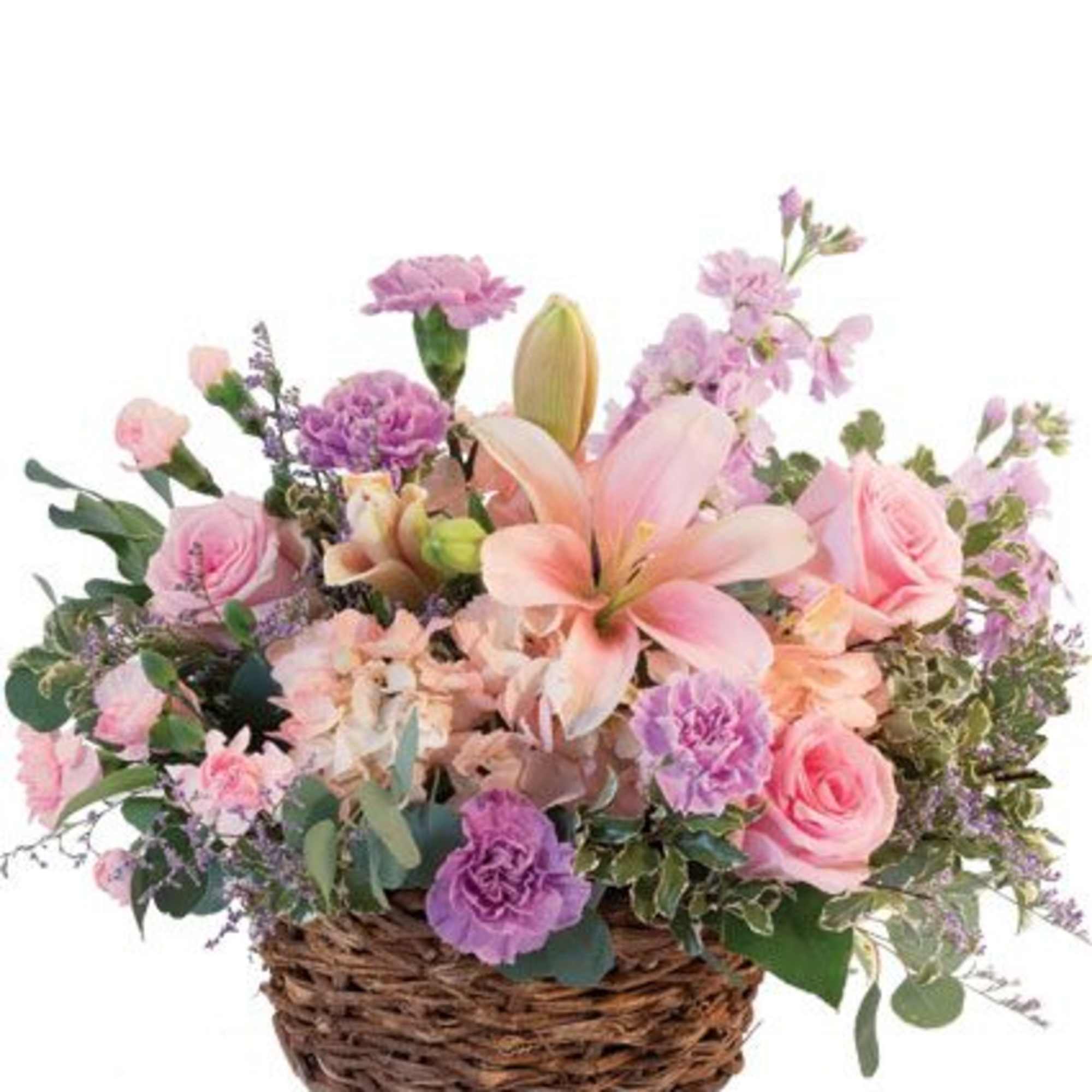 Bring a pink lover's dream to life with this stunning basket! Filled