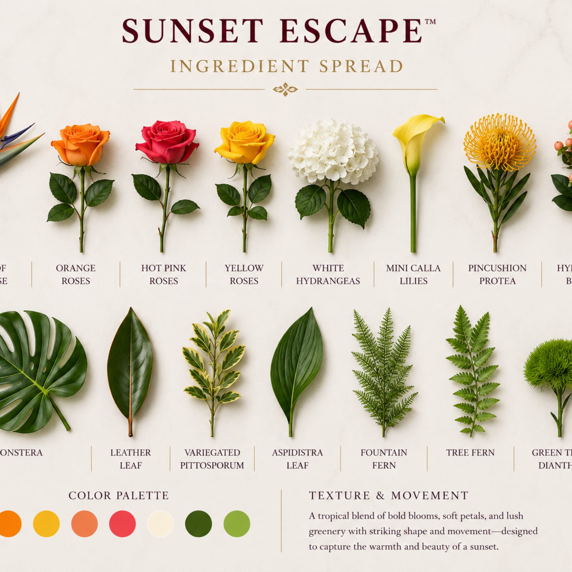 Inspired by the breathtaking colors of a tropical sunset, Sunset Escape&trade; captures