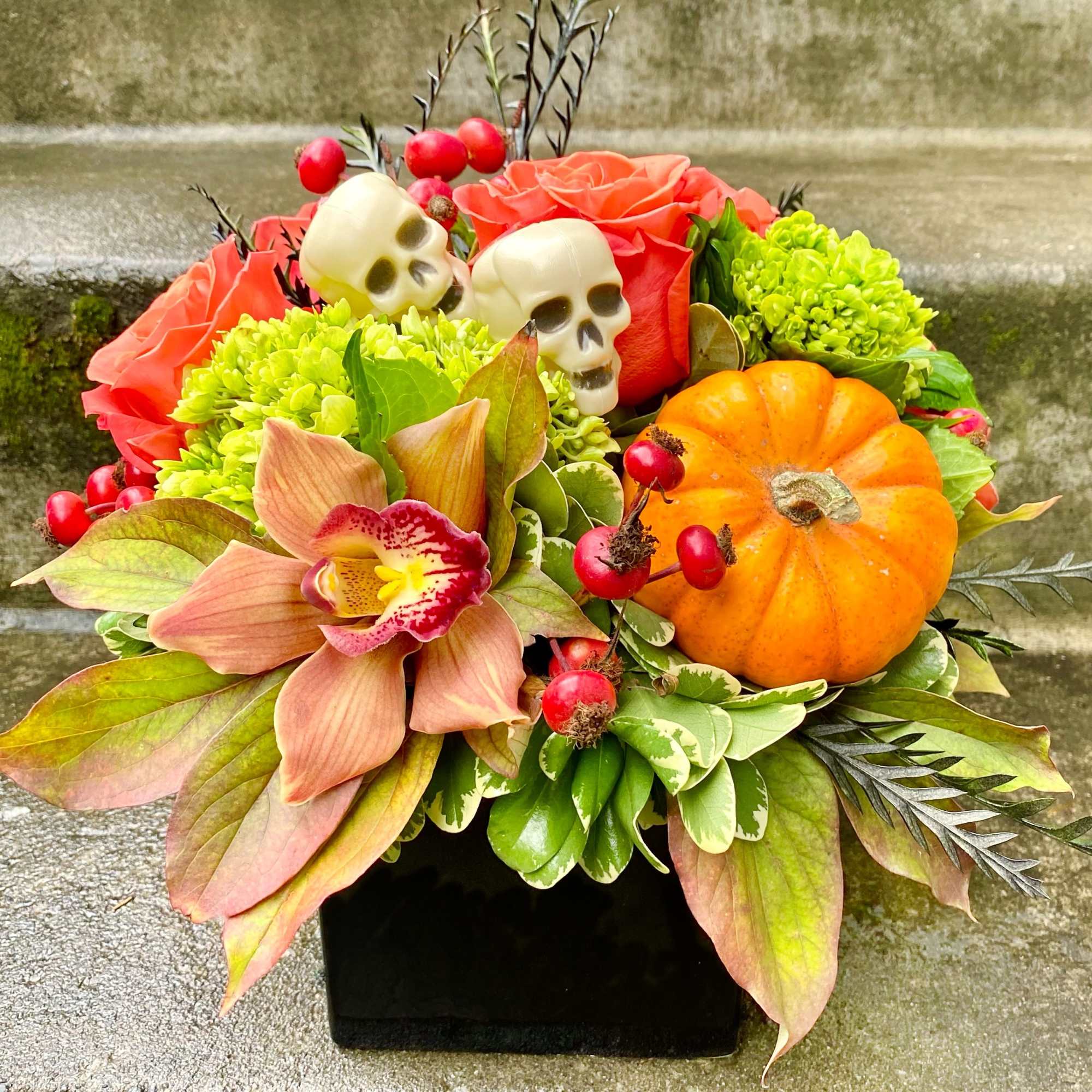 Our signature style, but with a Halloween twist! Always elegant; never creepy.

Available