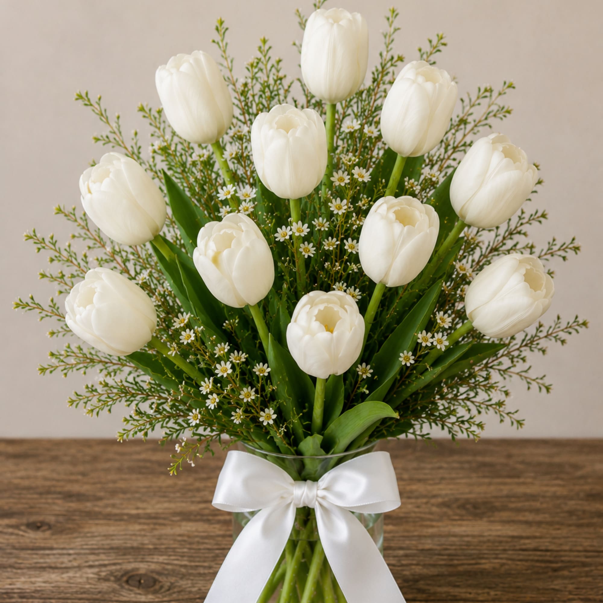 A cluster of pink tulips creates an immediate, springlike embrace-perfect as a