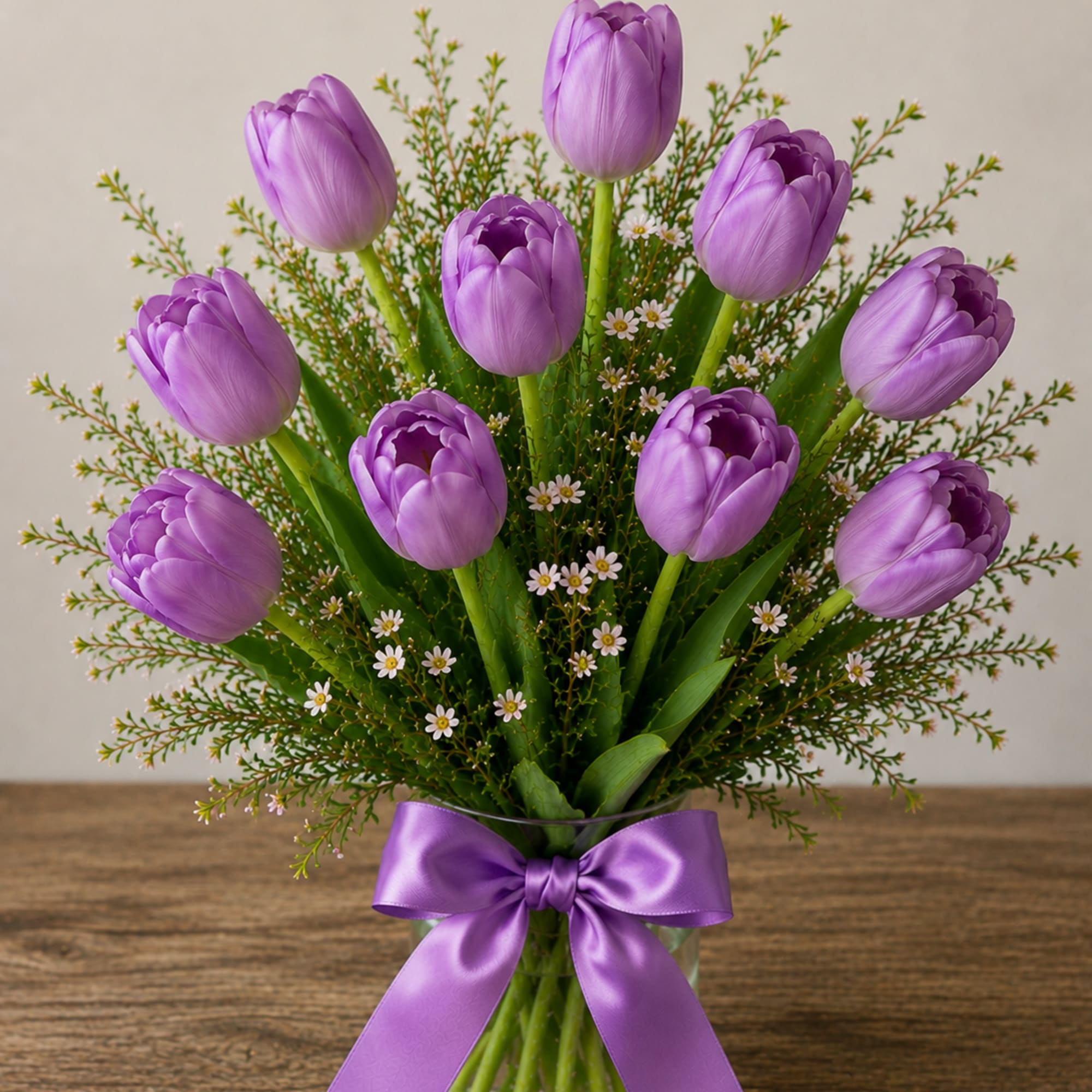 A cluster of pink tulips creates an immediate, springlike embrace-perfect as a